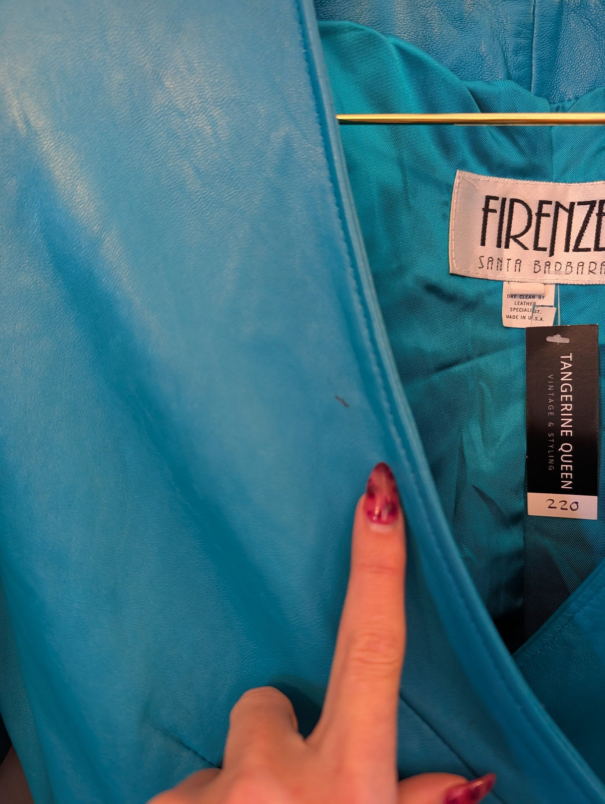 Teal Leather Cropped Jacket