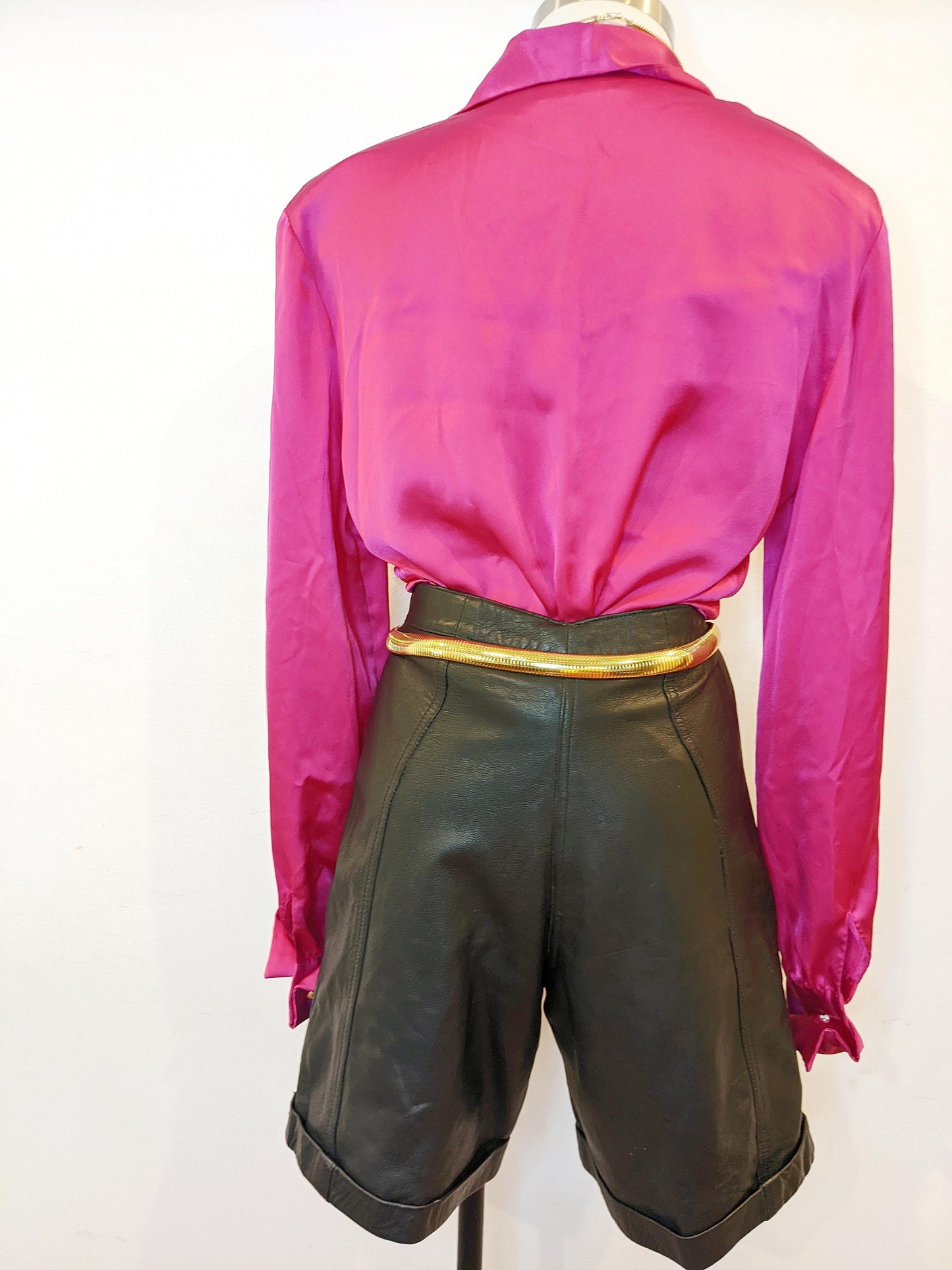 90s Liz Claiborne Hot Pink Silky Blouse