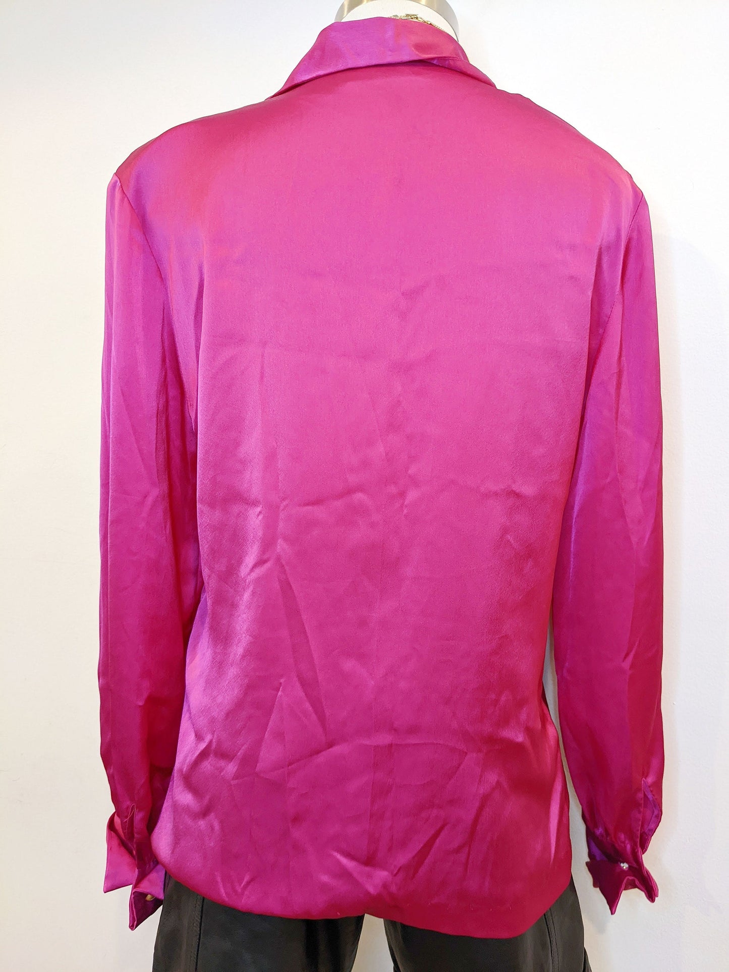 90s Liz Claiborne Hot Pink Silky Blouse