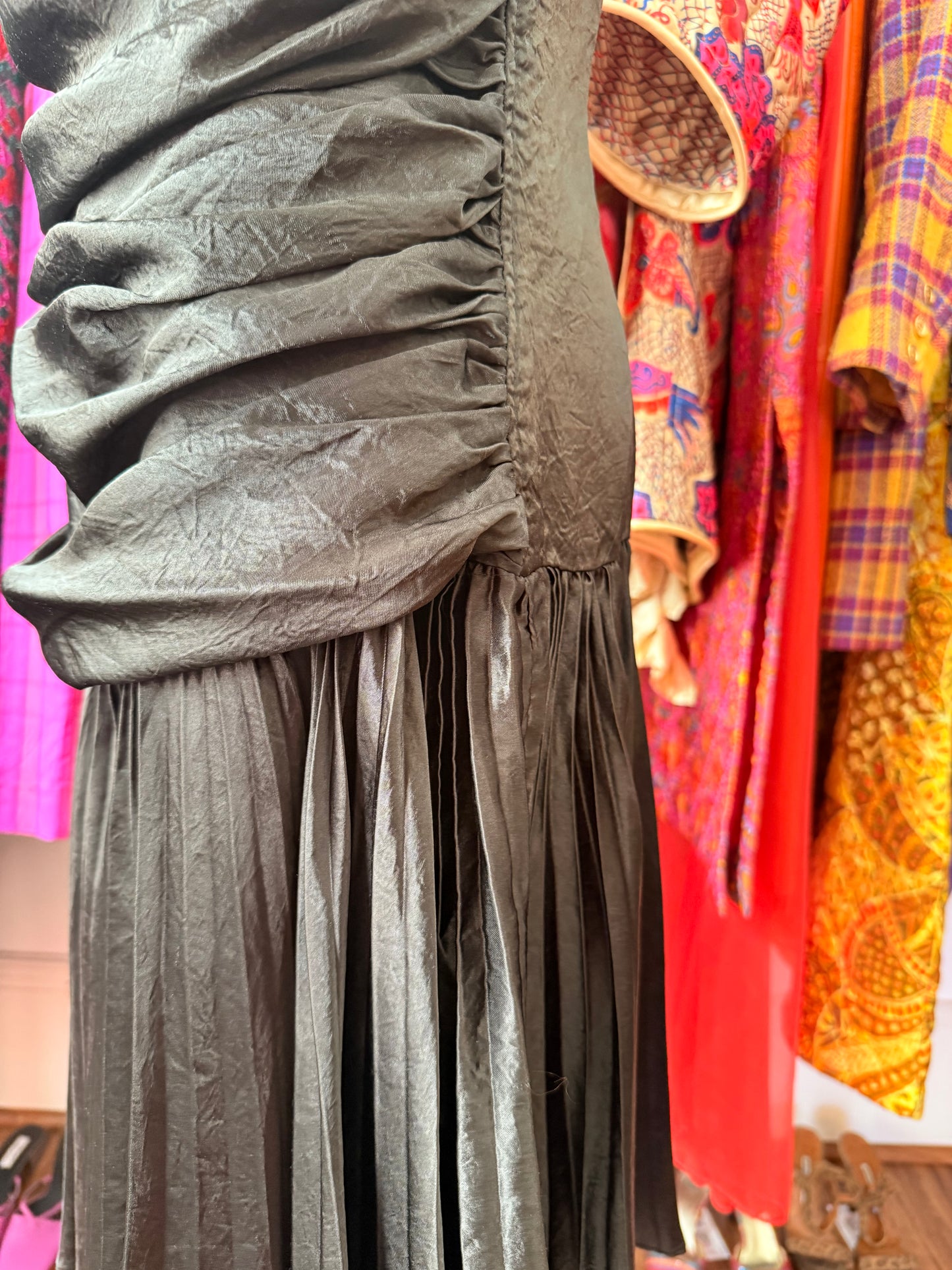 90s Black Ruched Dress