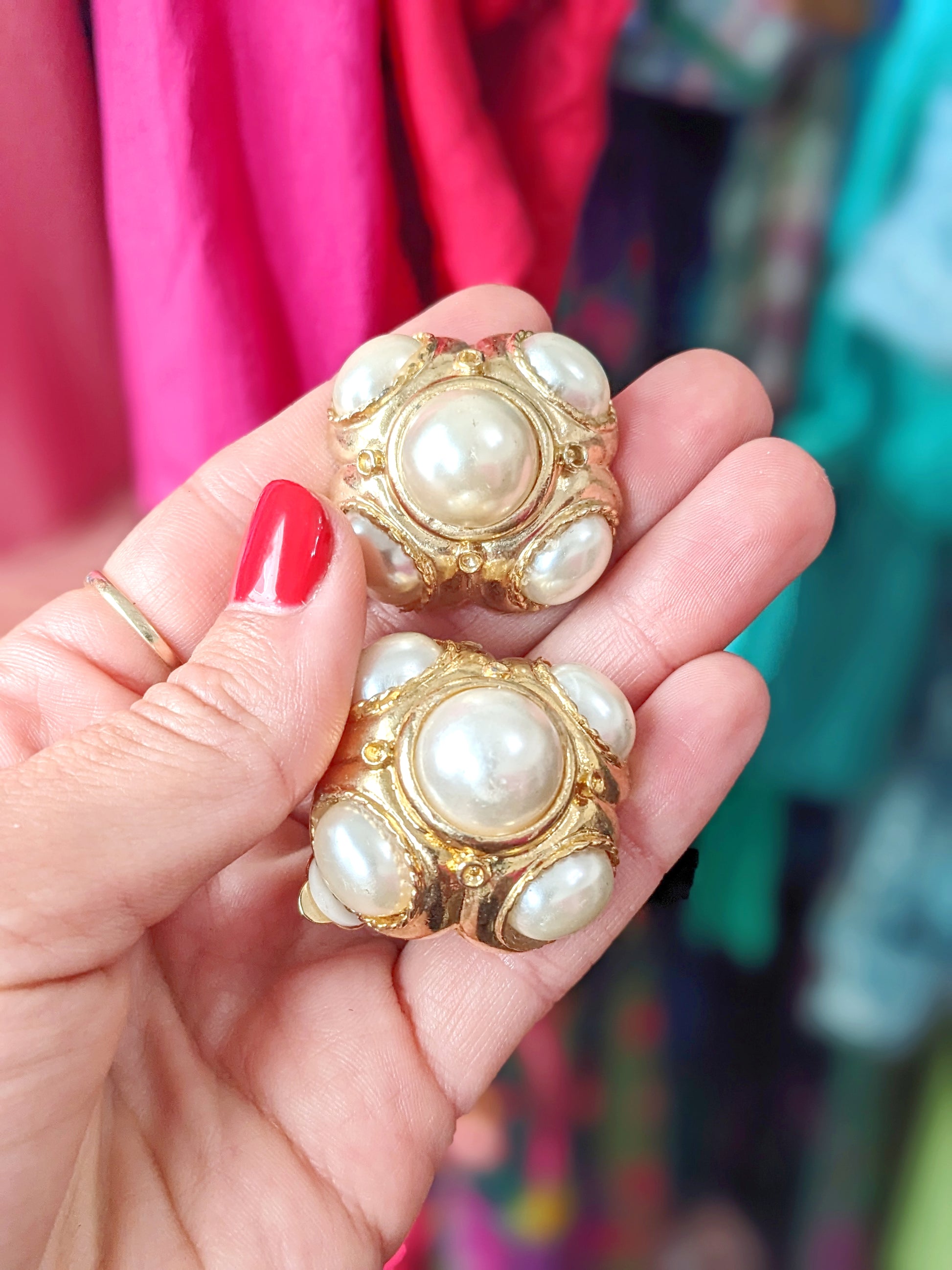 chanel pearl drop earrings silver