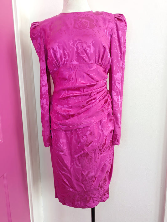 90s Carolina Herrera Pink Silk Dress