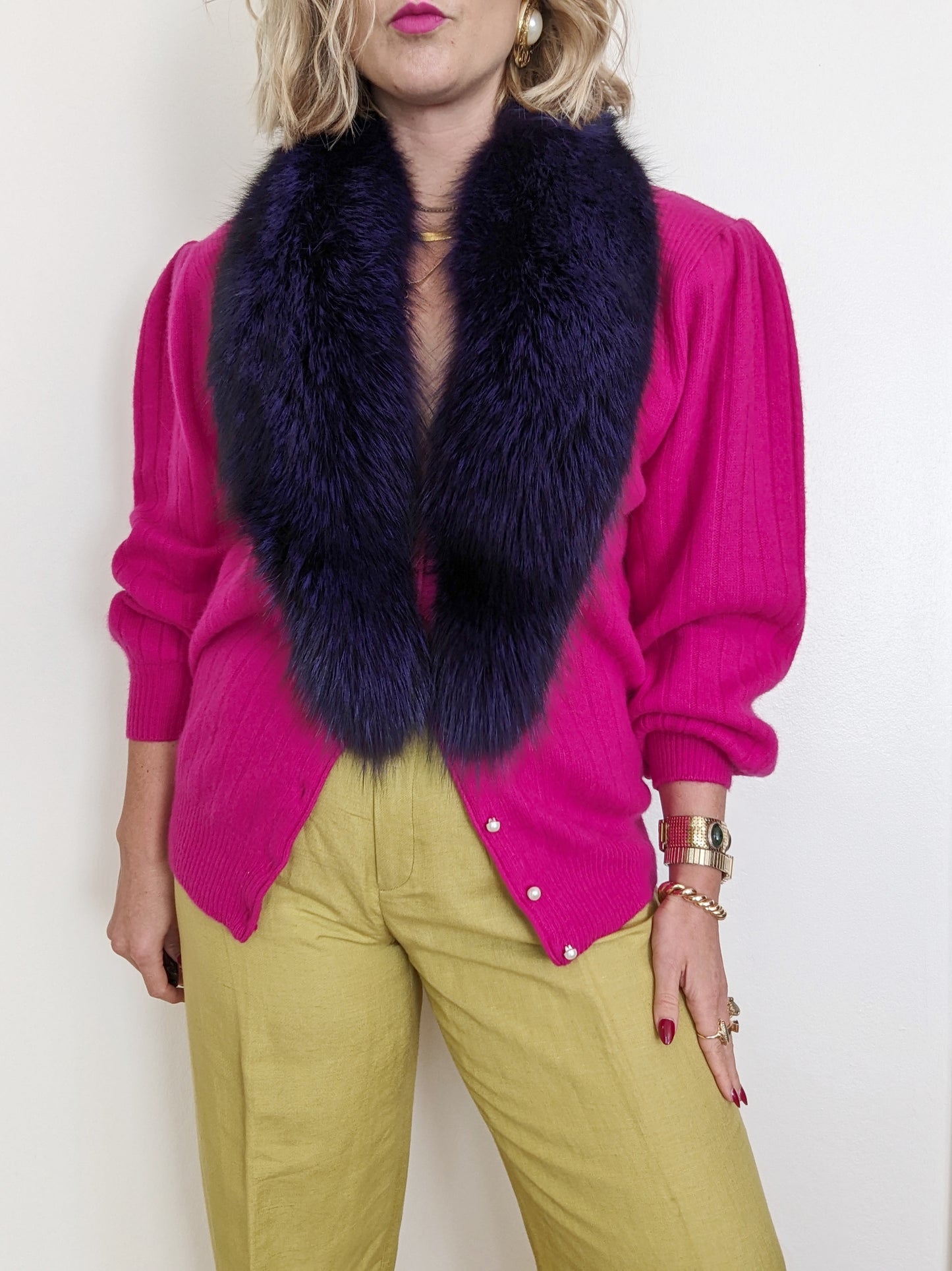 90s Hot Pink Angora Cardigan