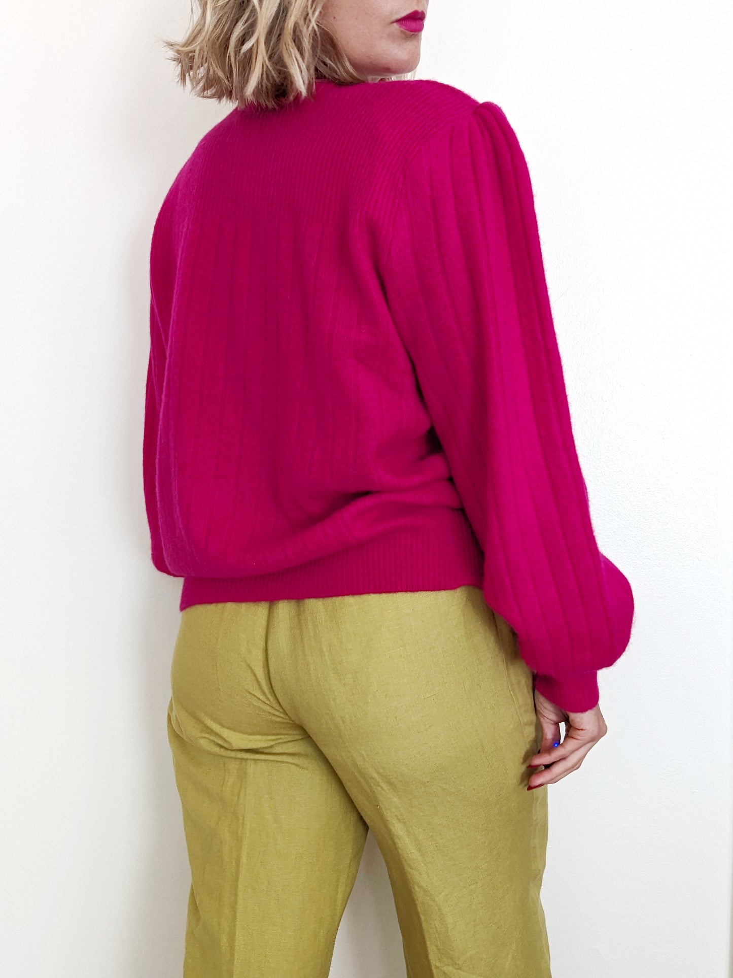 90s Hot Pink Angora Cardigan