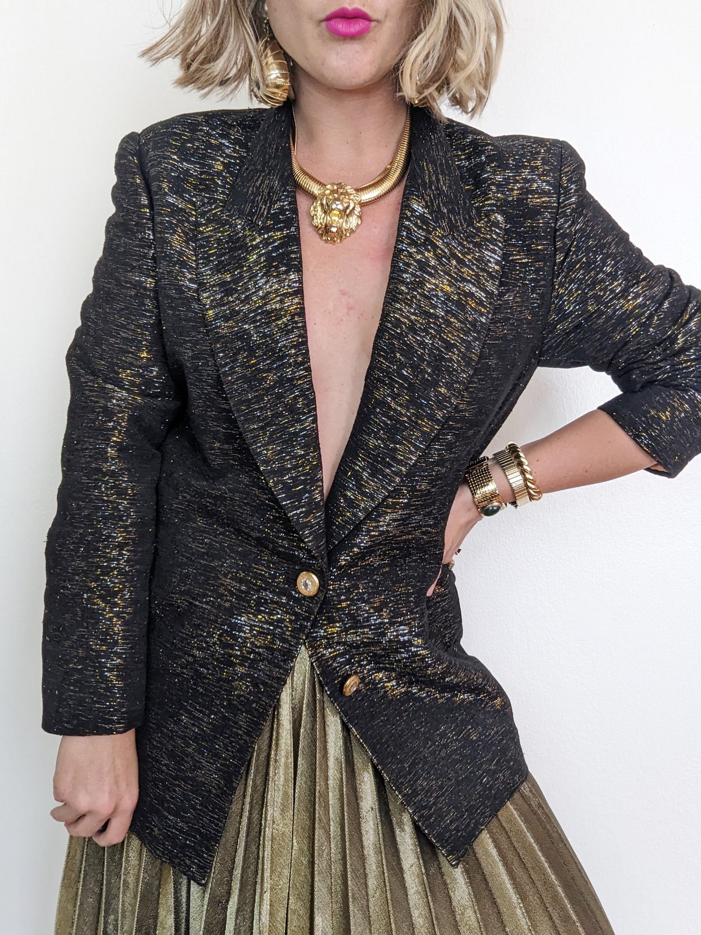 Silver + Gold Metallic Threaded Blazer