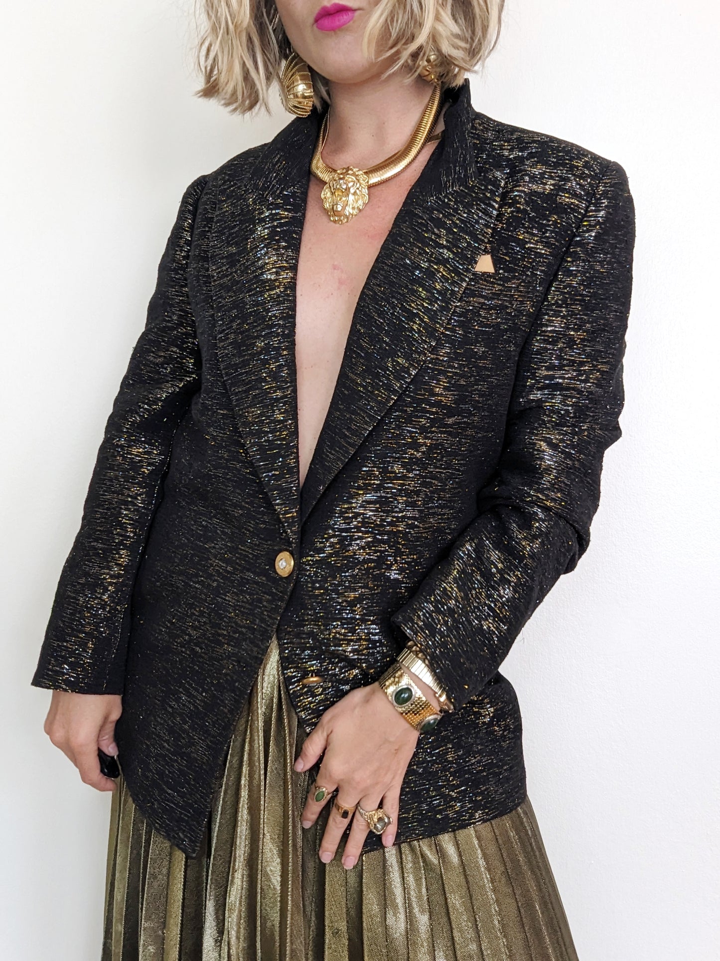 Silver + Gold Metallic Threaded Blazer