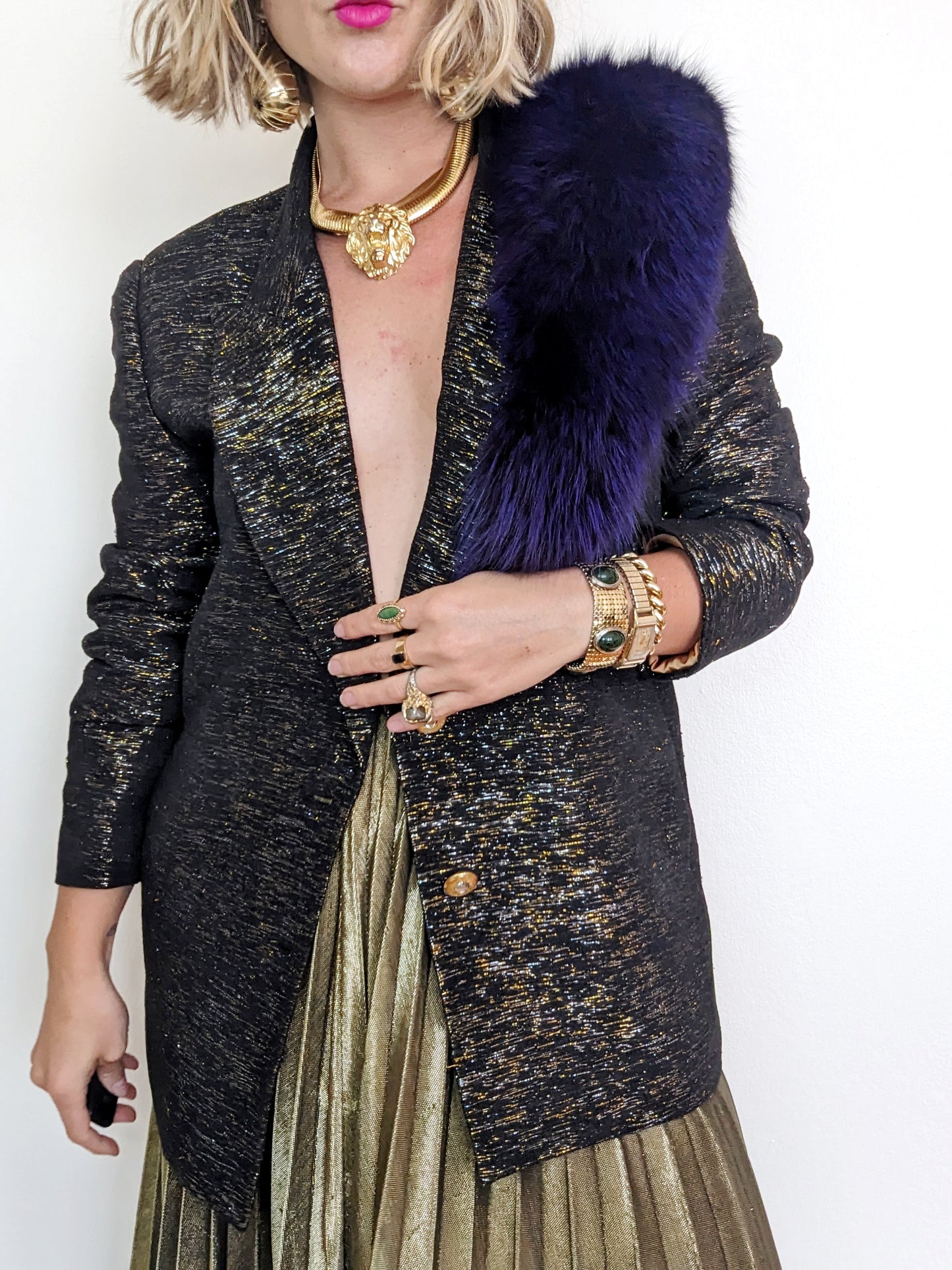 Silver + Gold Metallic Threaded Blazer