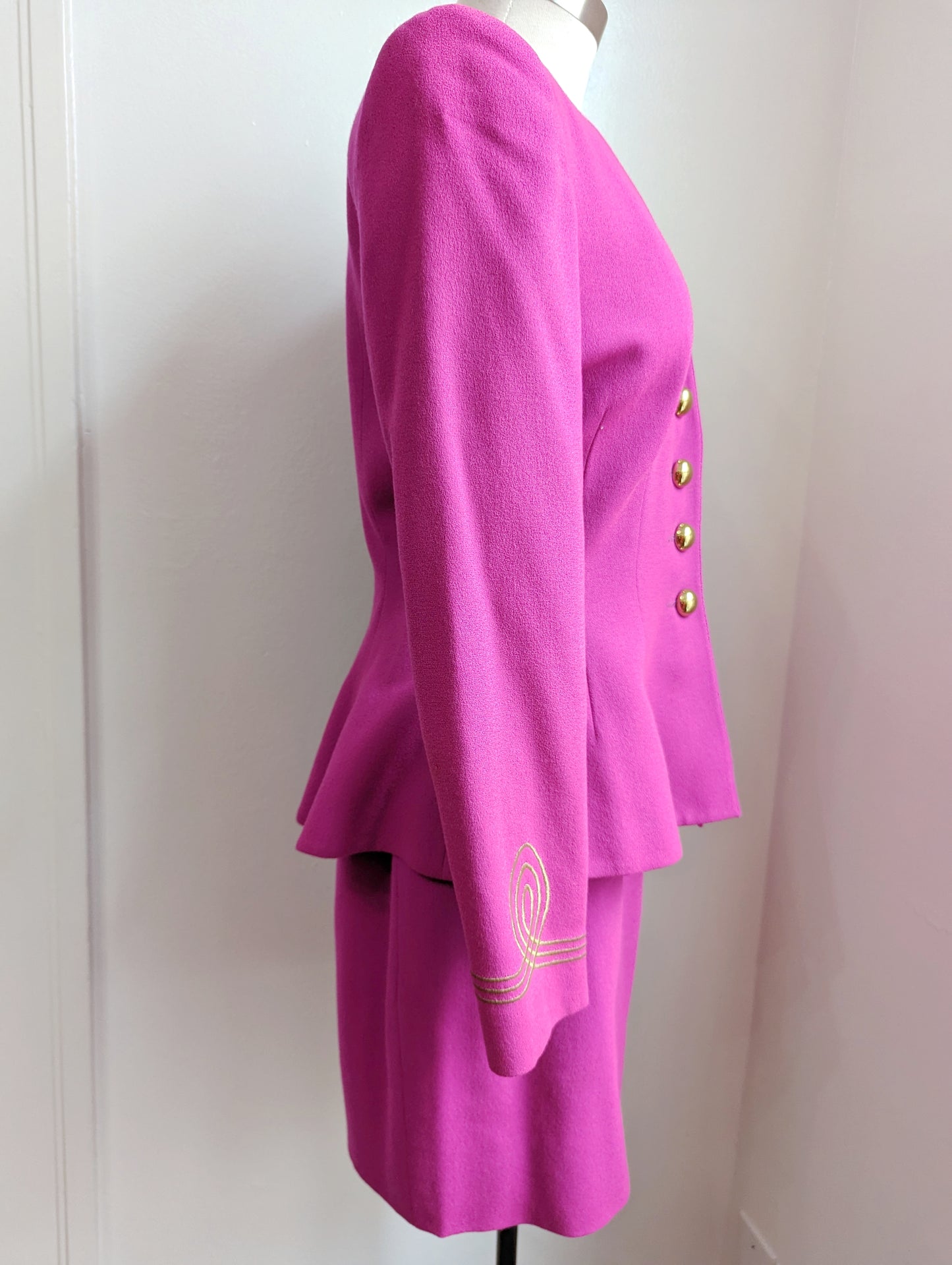 80s Hot Pink Matching Skirt Suit