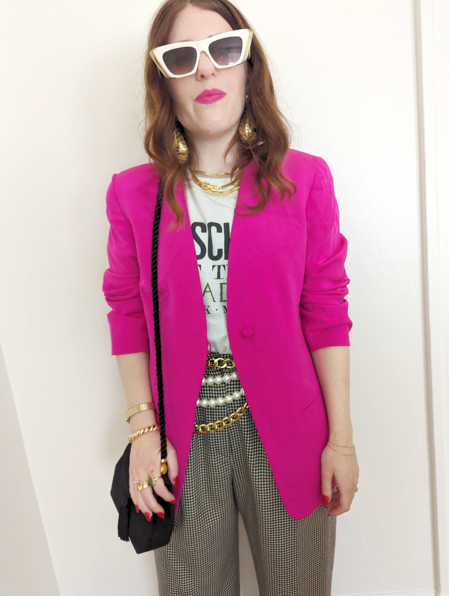 90s Hot Pink Silk Blazer