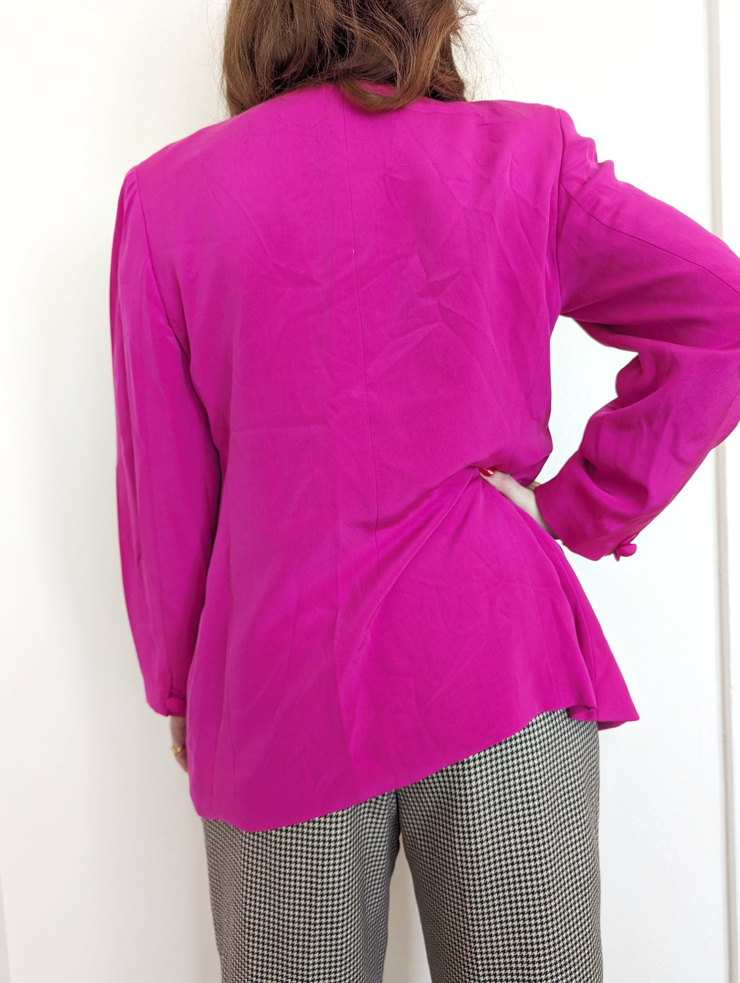 90s Hot Pink Silk Blazer