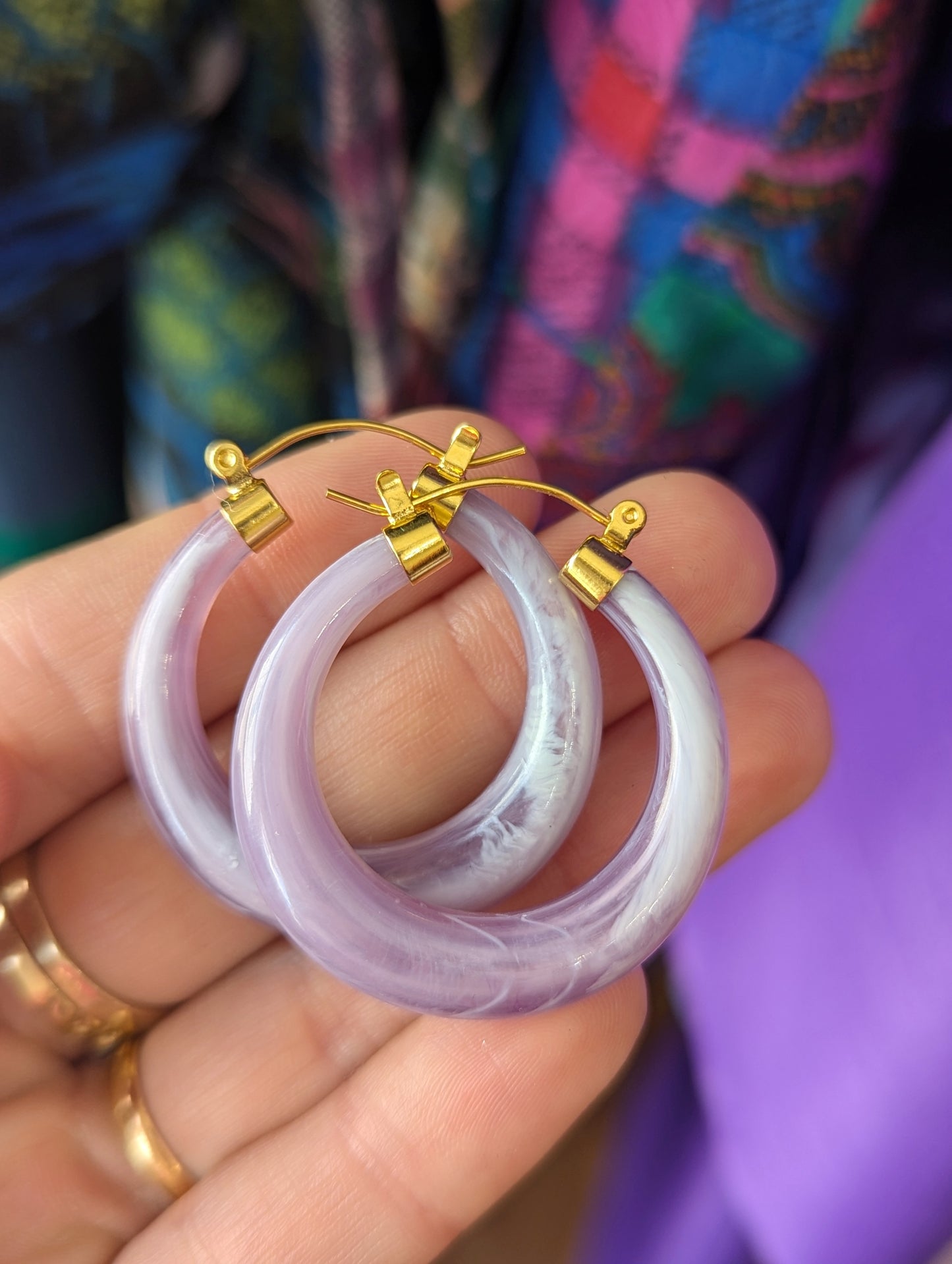 Vintage Purple Lucite Hoops