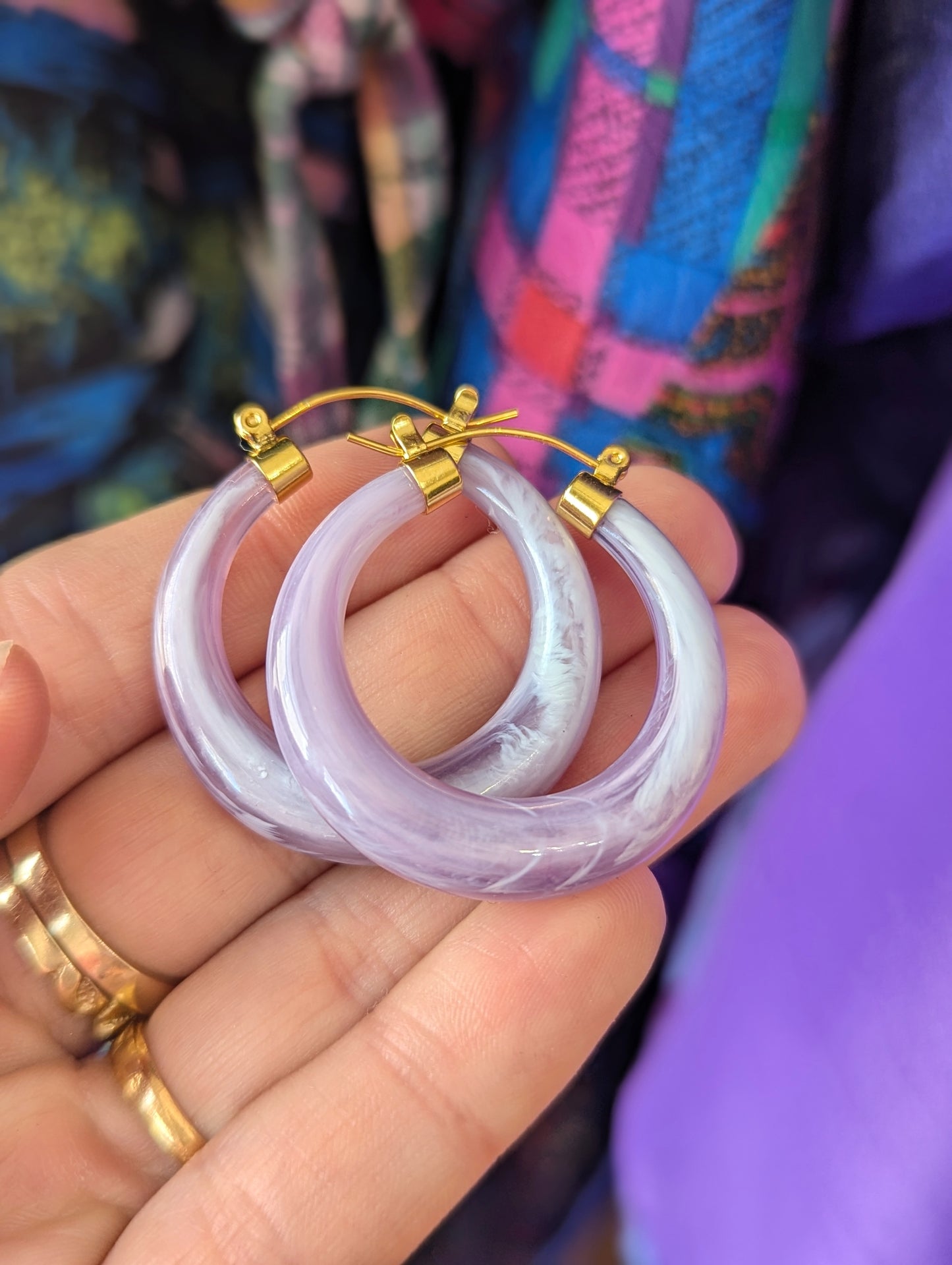 Vintage Purple Lucite Hoops