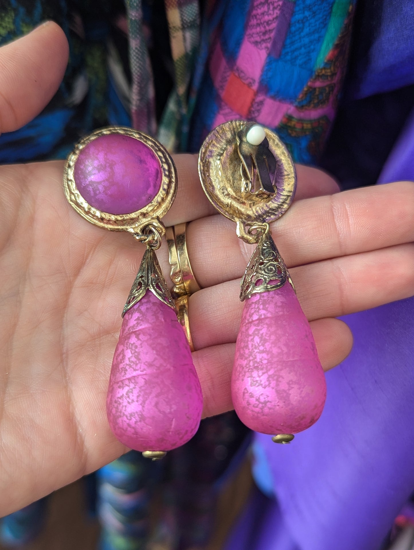 Vintage Pink Oversized Drop Earrings