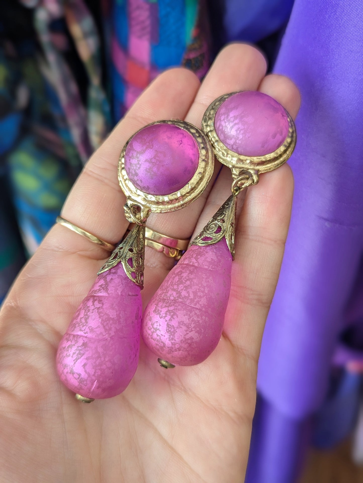 Vintage Pink Oversized Drop Earrings