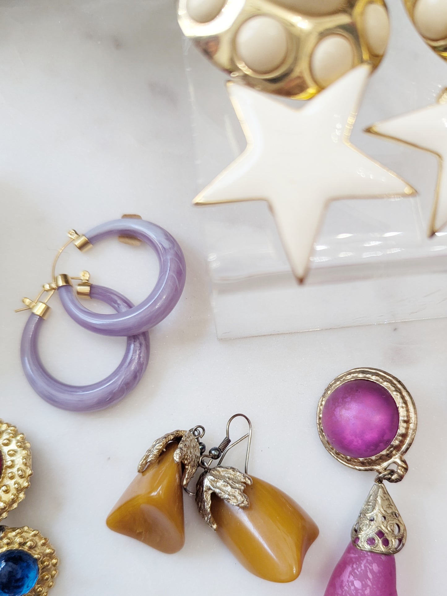 Vintage Purple Lucite Hoops