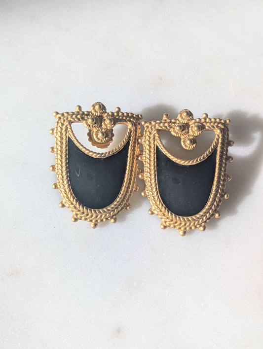 Gold + Black Statement Earrings