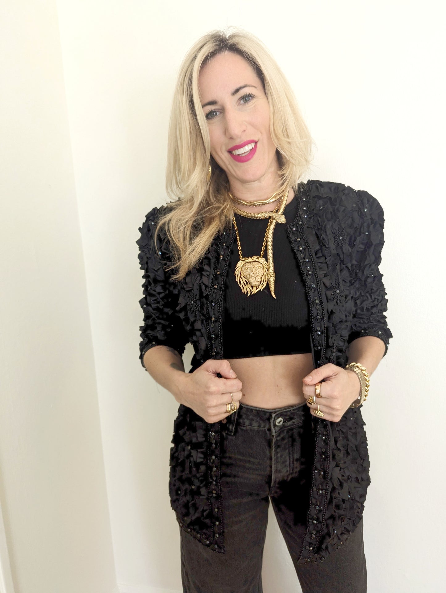 80s Sequin Ruffle Party Jacket