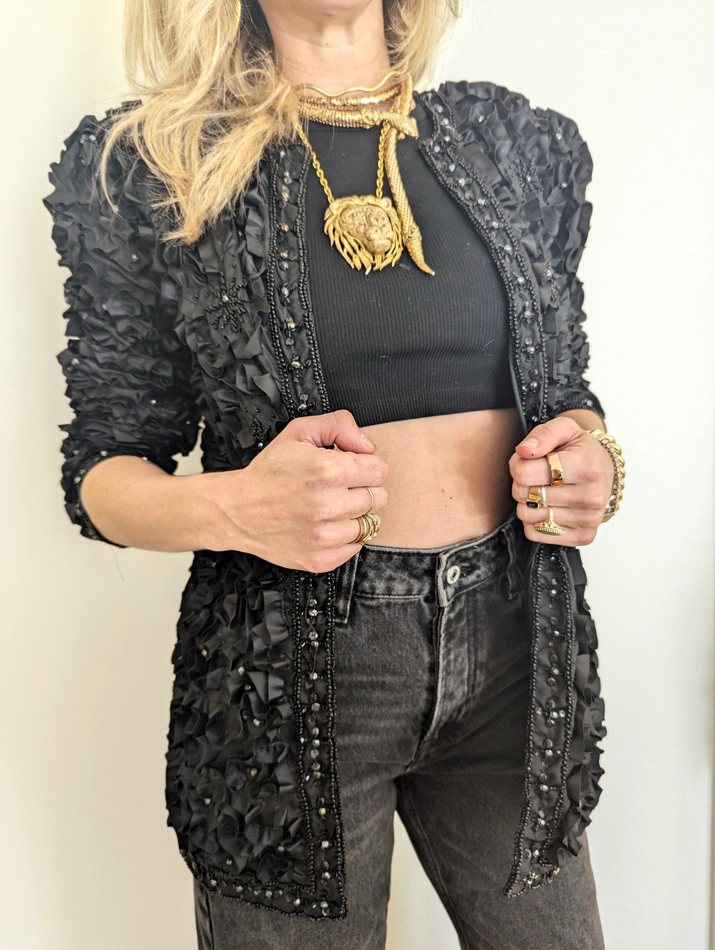 80s Sequin Ruffle Party Jacket