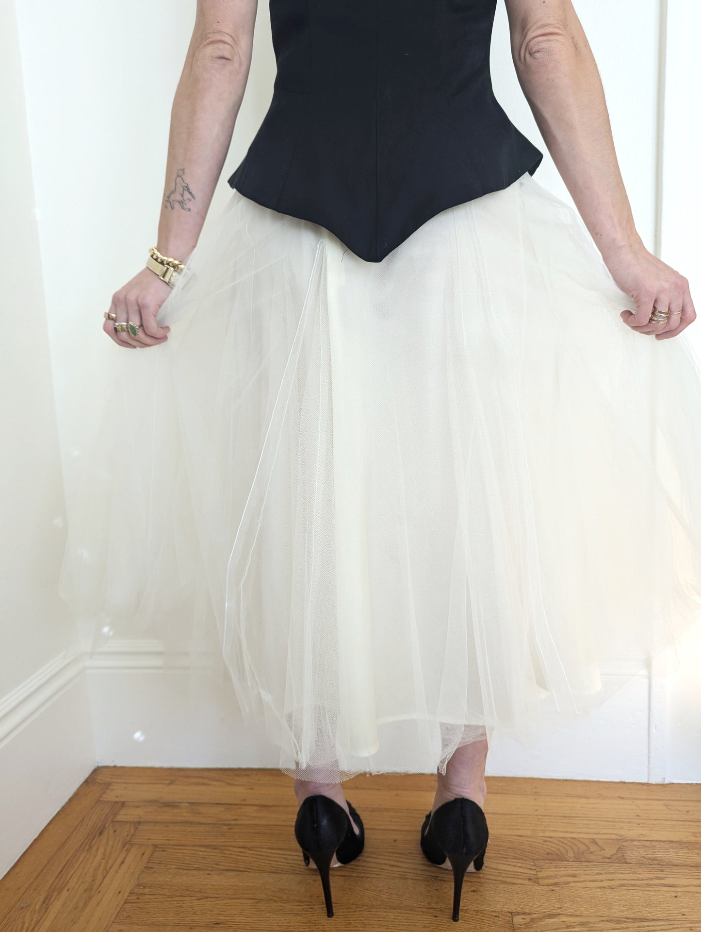 90s White Tulle Skirt