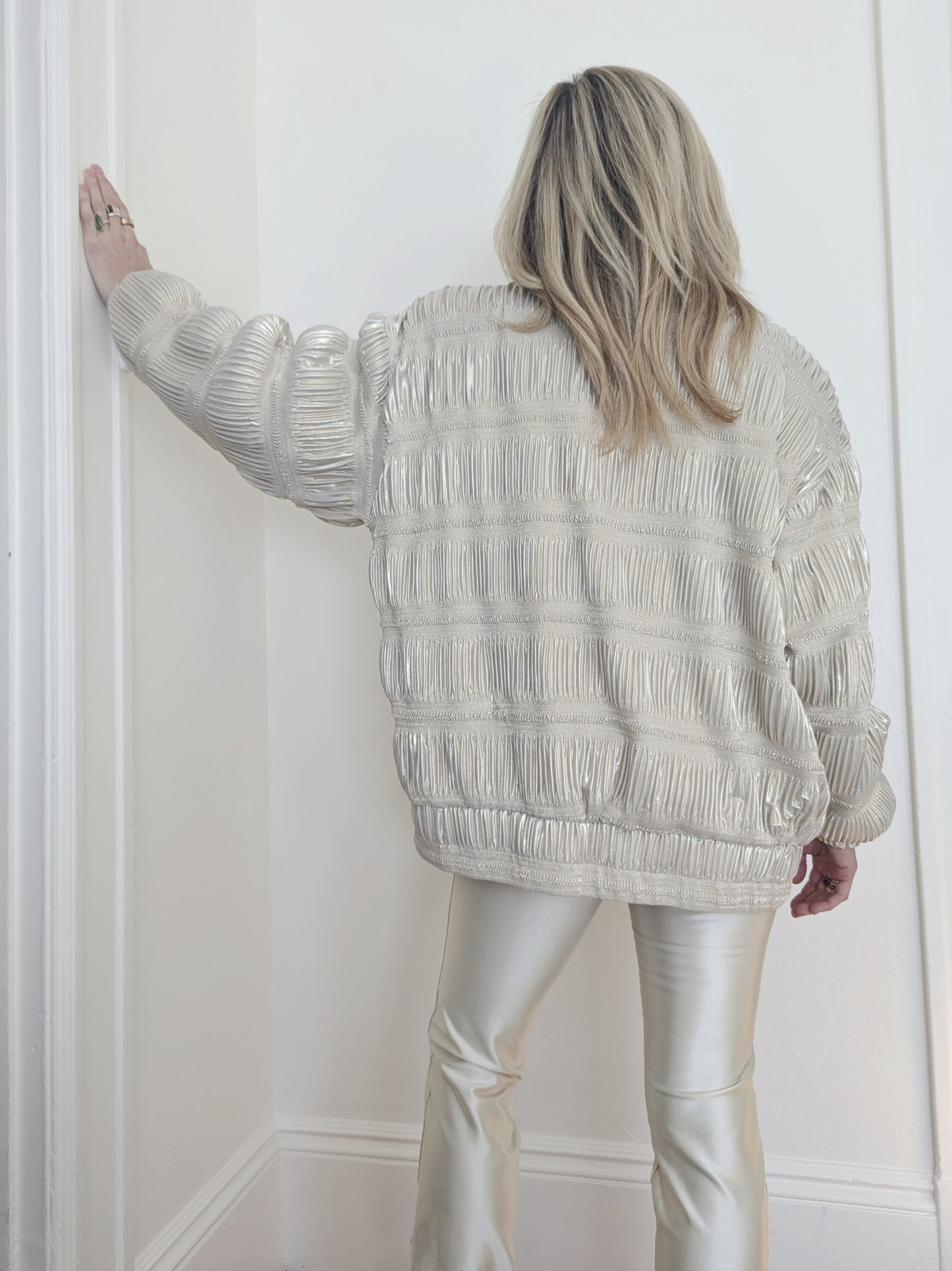 80s Metallic Ruched Bomber jacket