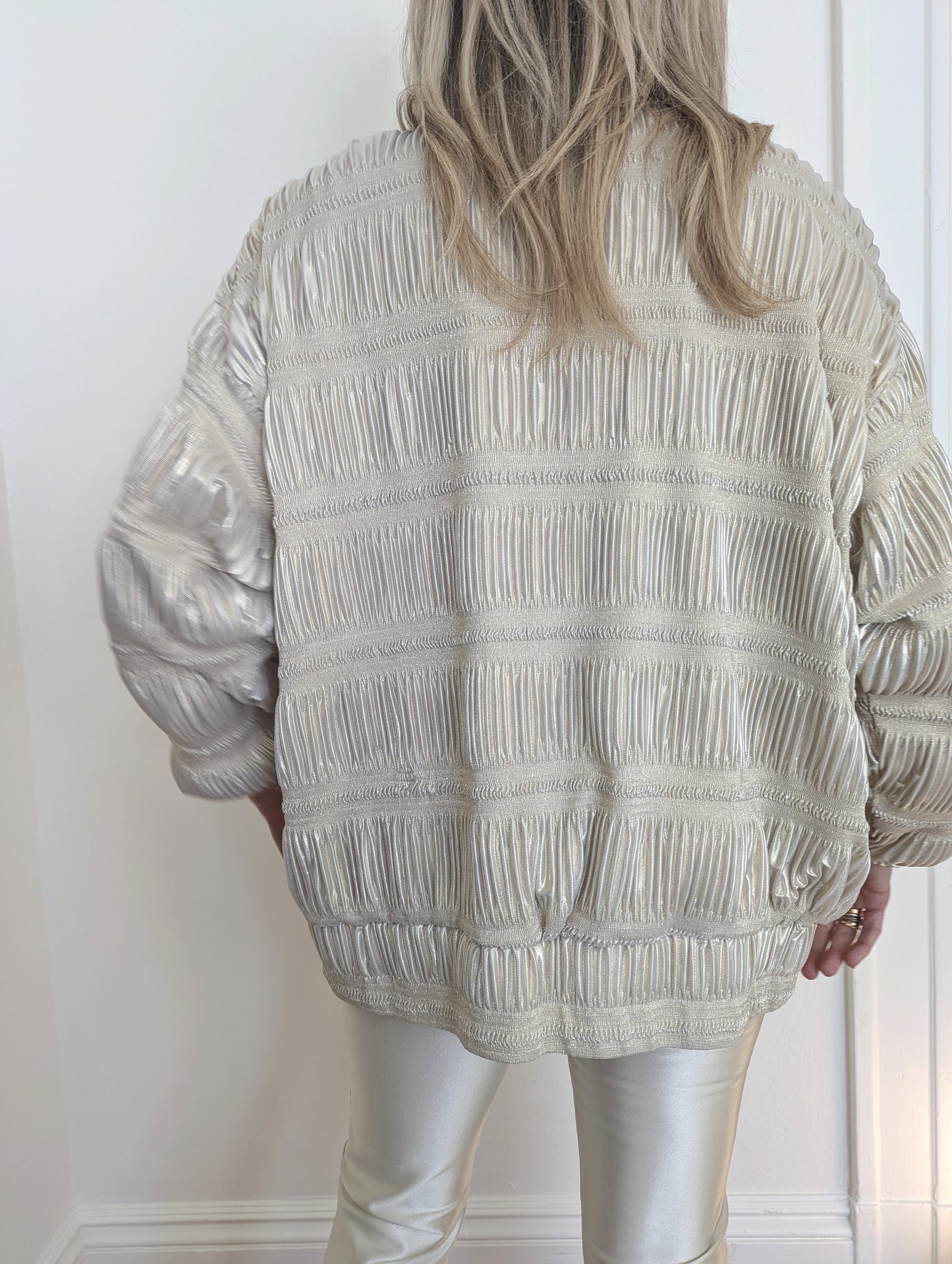 80s Metallic Ruched Bomber jacket