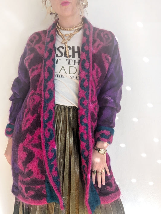 90s Pink + Purple Mohair Caridgan