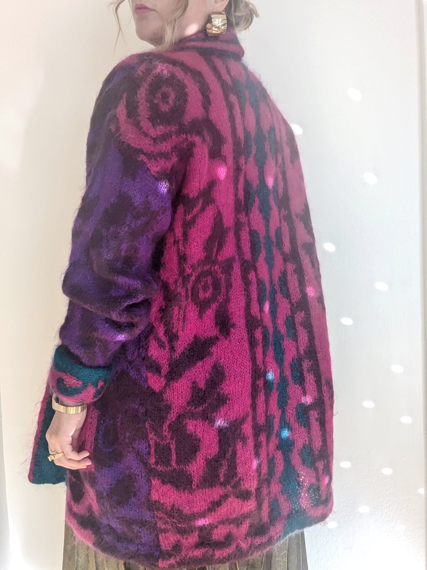 90s Pink + Purple Mohair Caridgan