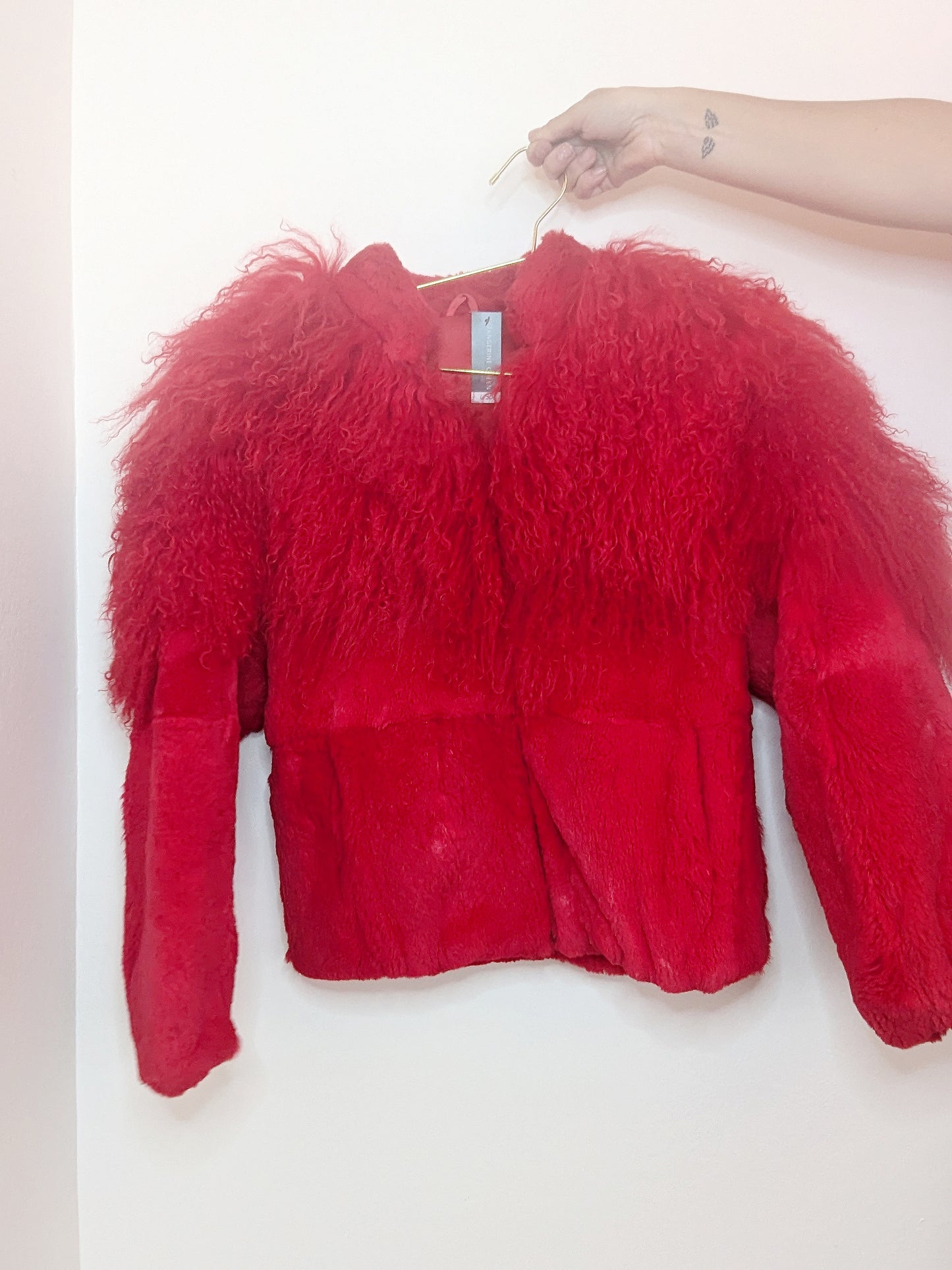 80s Red Mongolian Lamb Fur Jacket