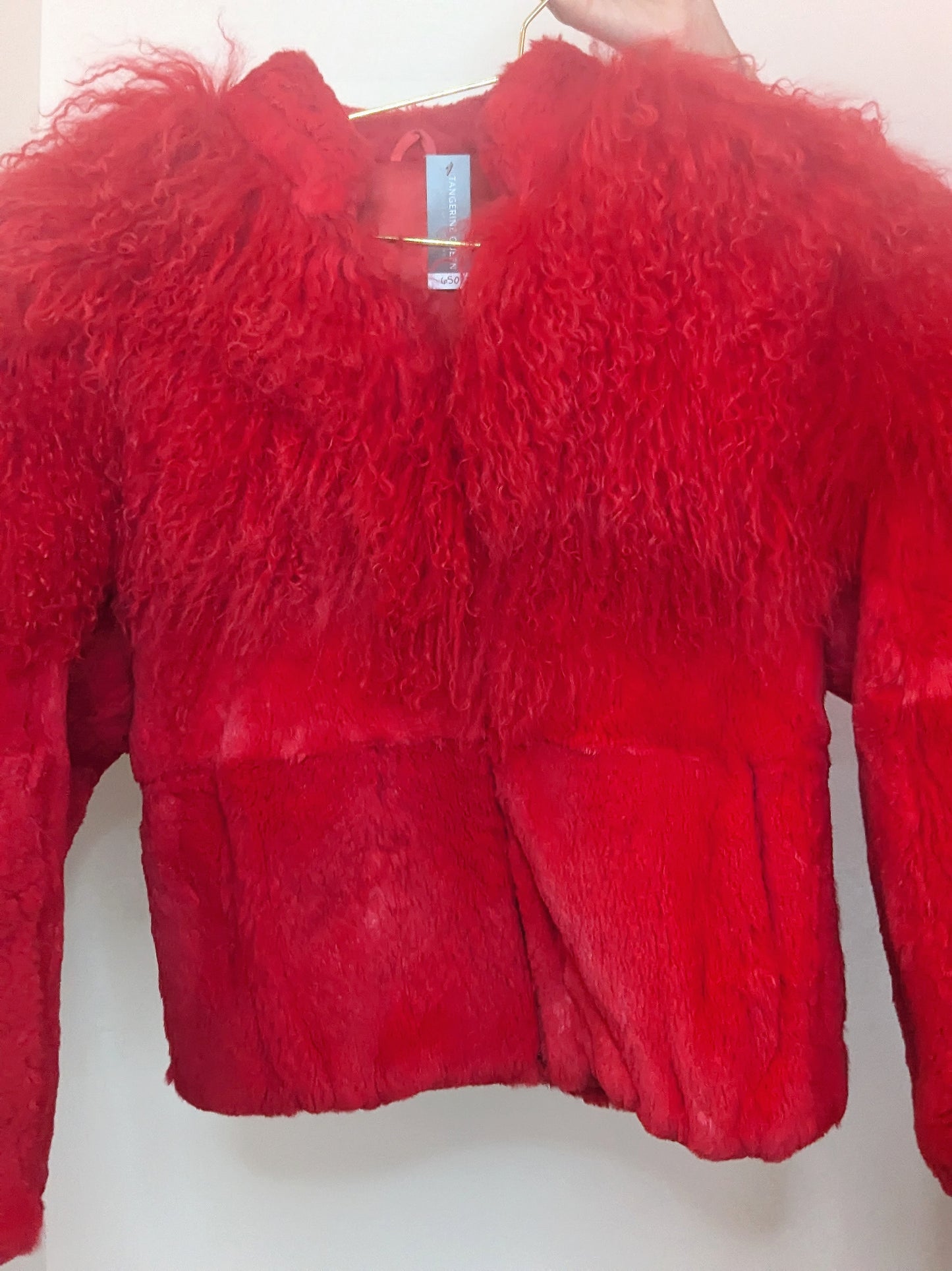 80s Red Mongolian Lamb Fur Jacket