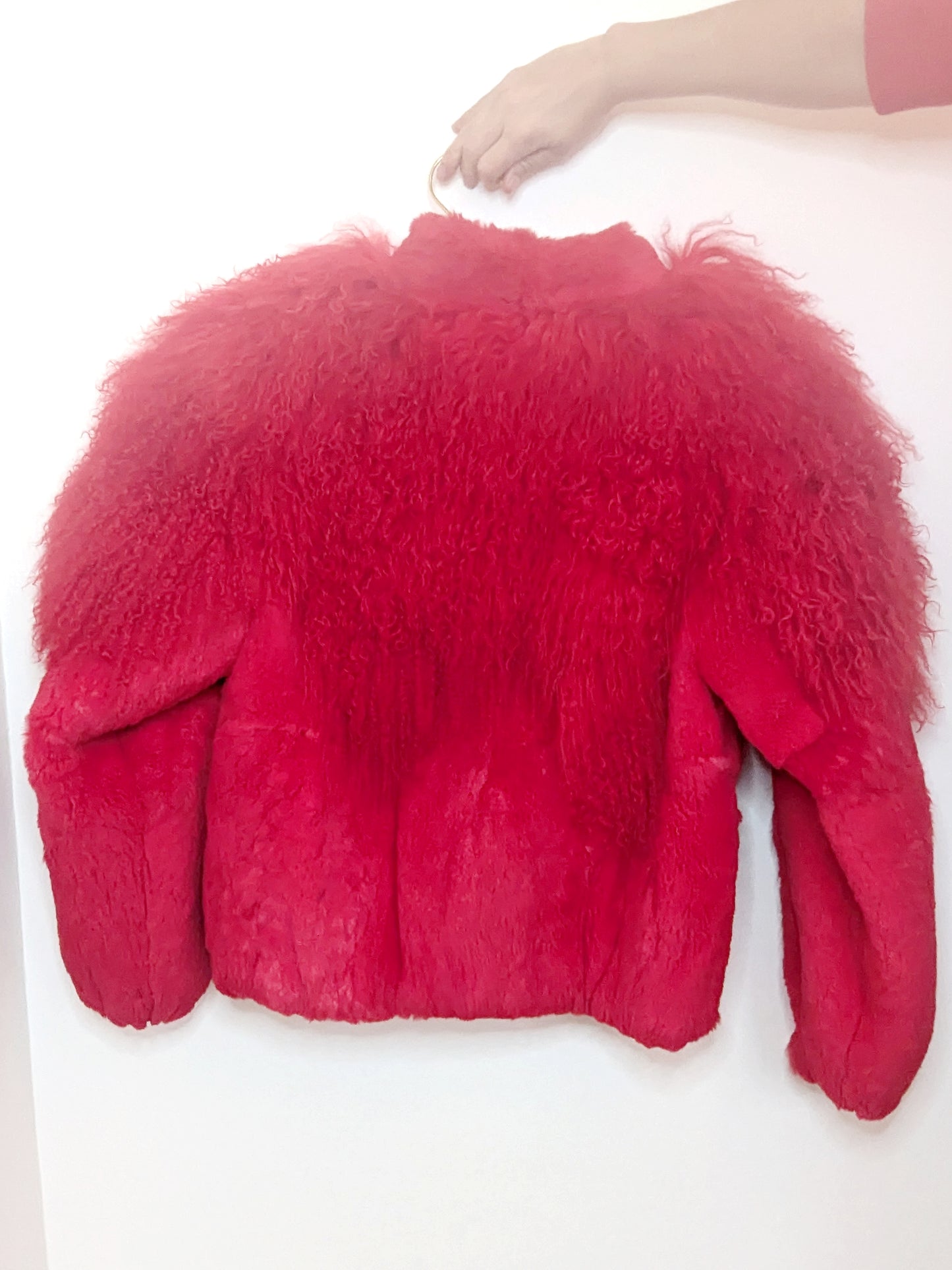 80s Red Mongolian Lamb Fur Jacket