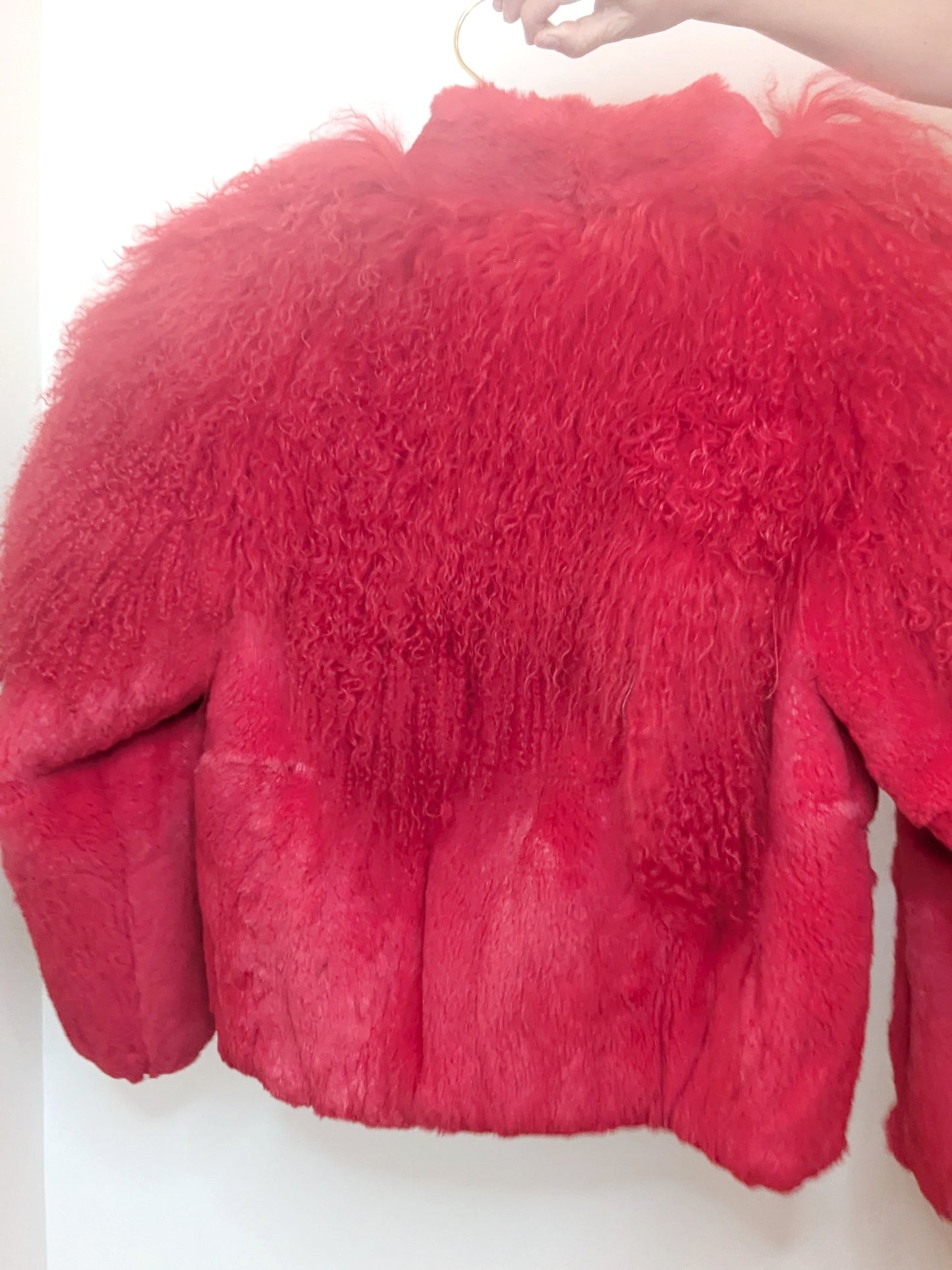 80s Red Mongolian Lamb Fur Jacket