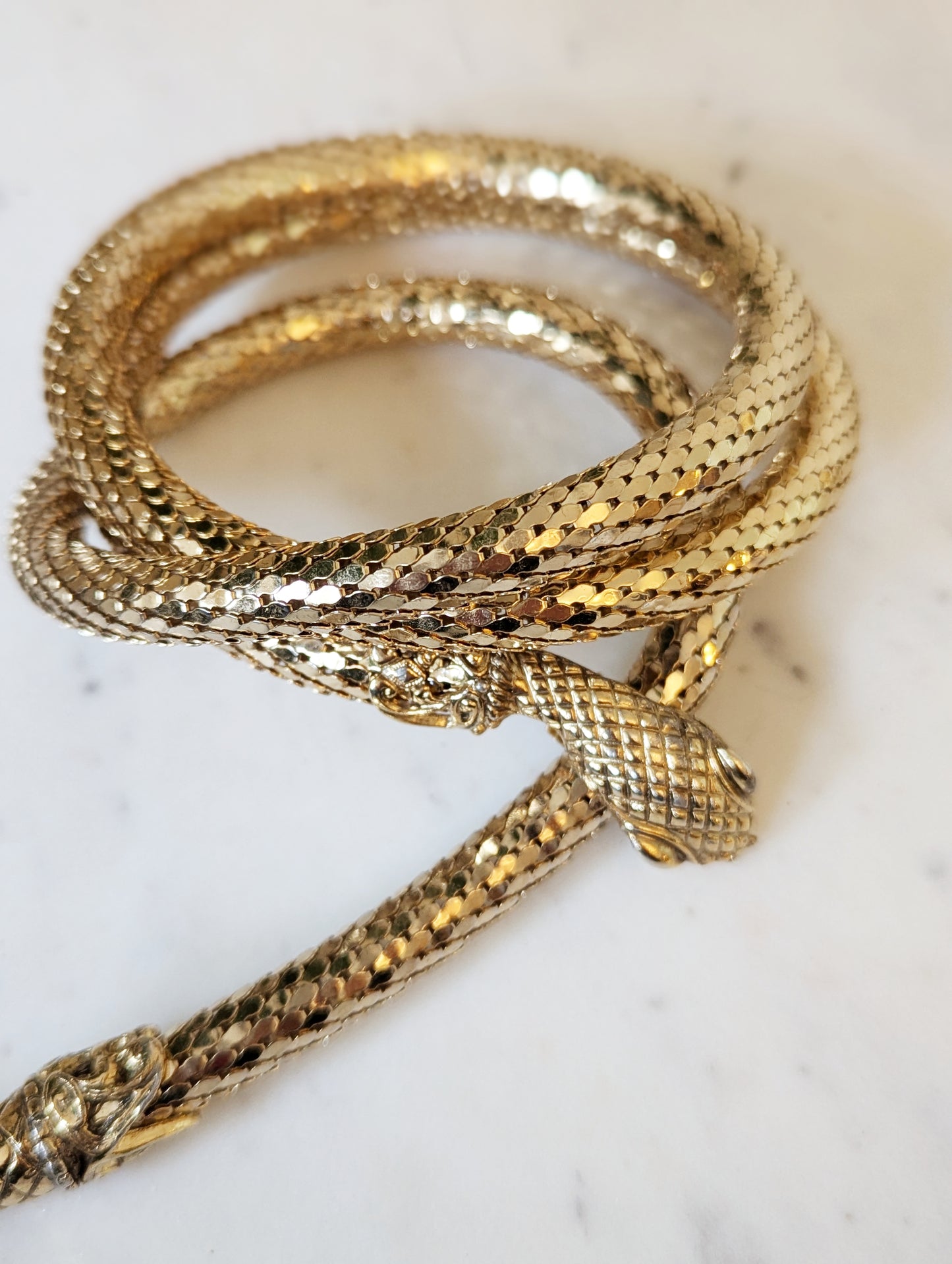 70s Gold Mesh Snake Wrap Necklace / Belt