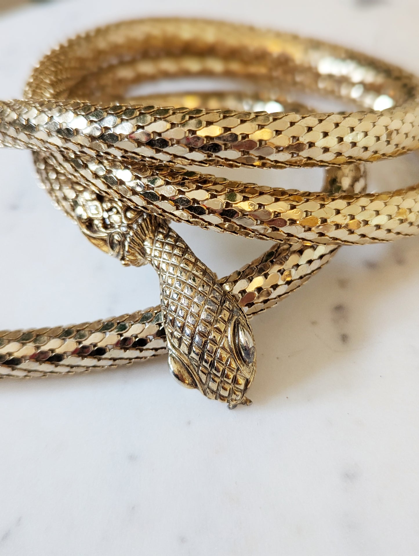 70s Gold Mesh Snake Wrap Necklace / Belt