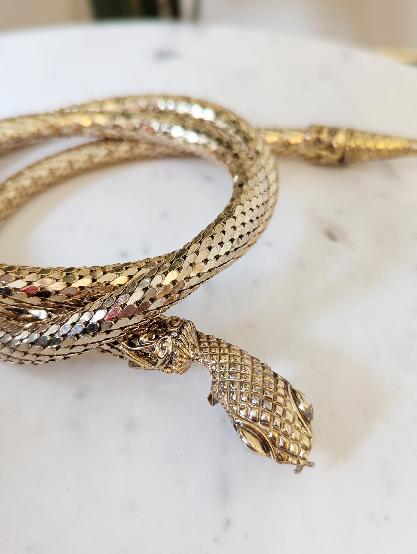 70s Gold Mesh Snake Wrap Necklace / Belt