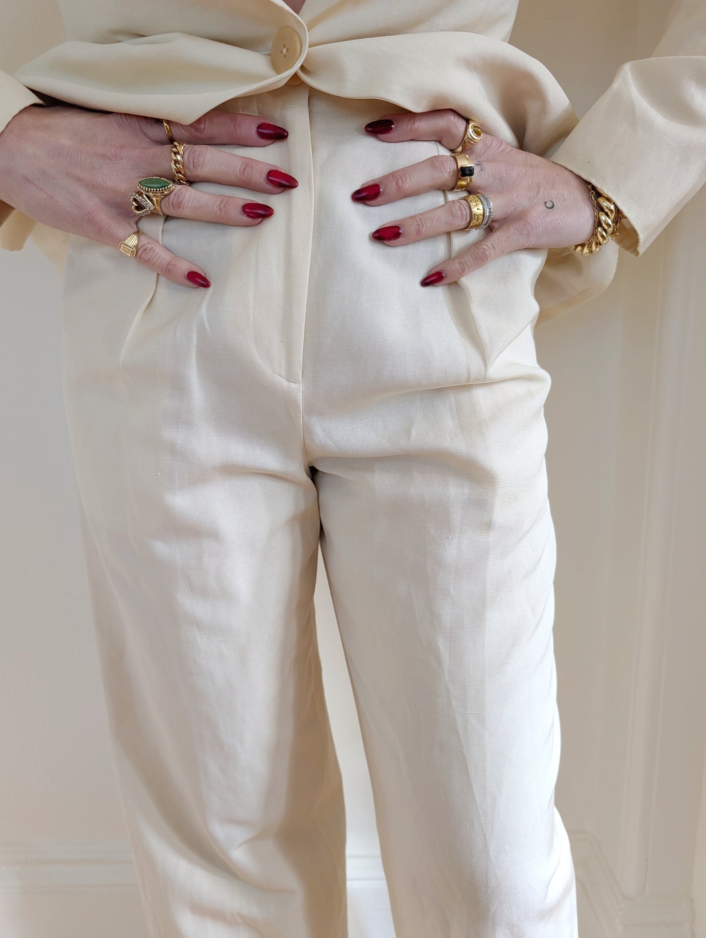 90s Cream Silk & Linen Suit