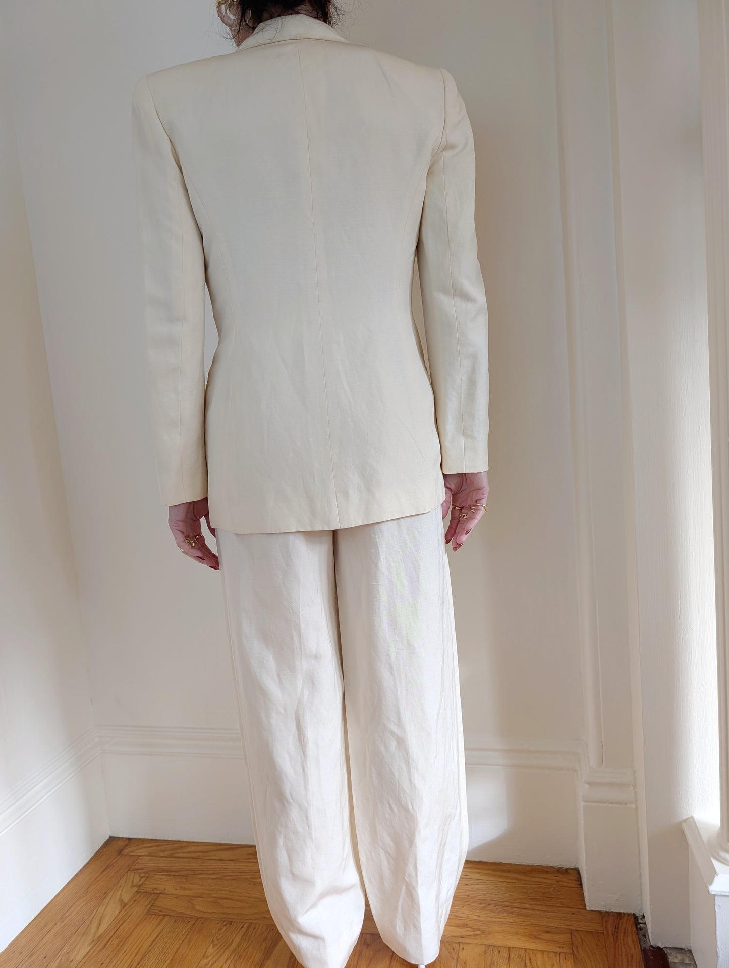 90s Cream Silk & Linen Suit