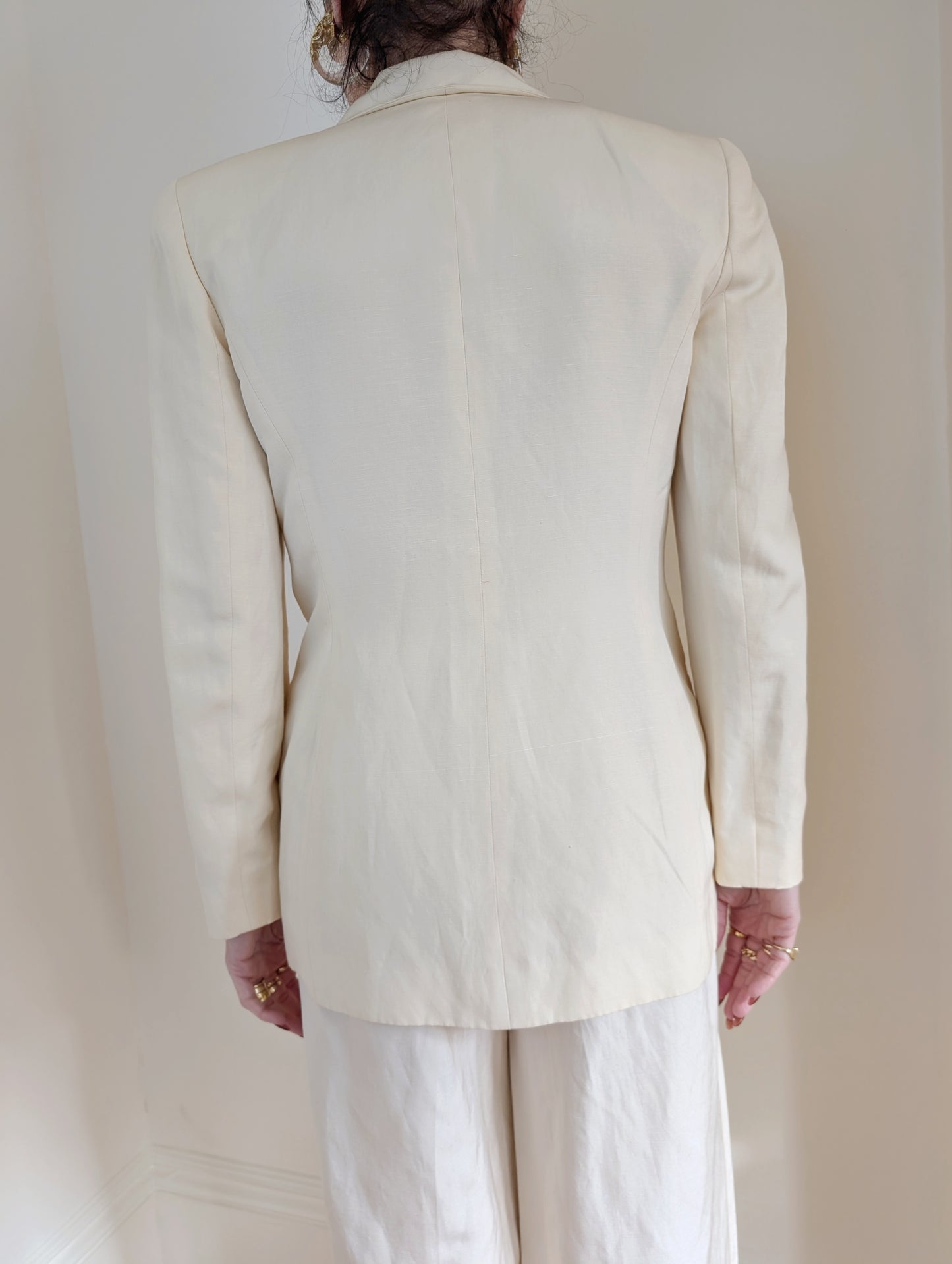 90s Cream Silk & Linen Suit