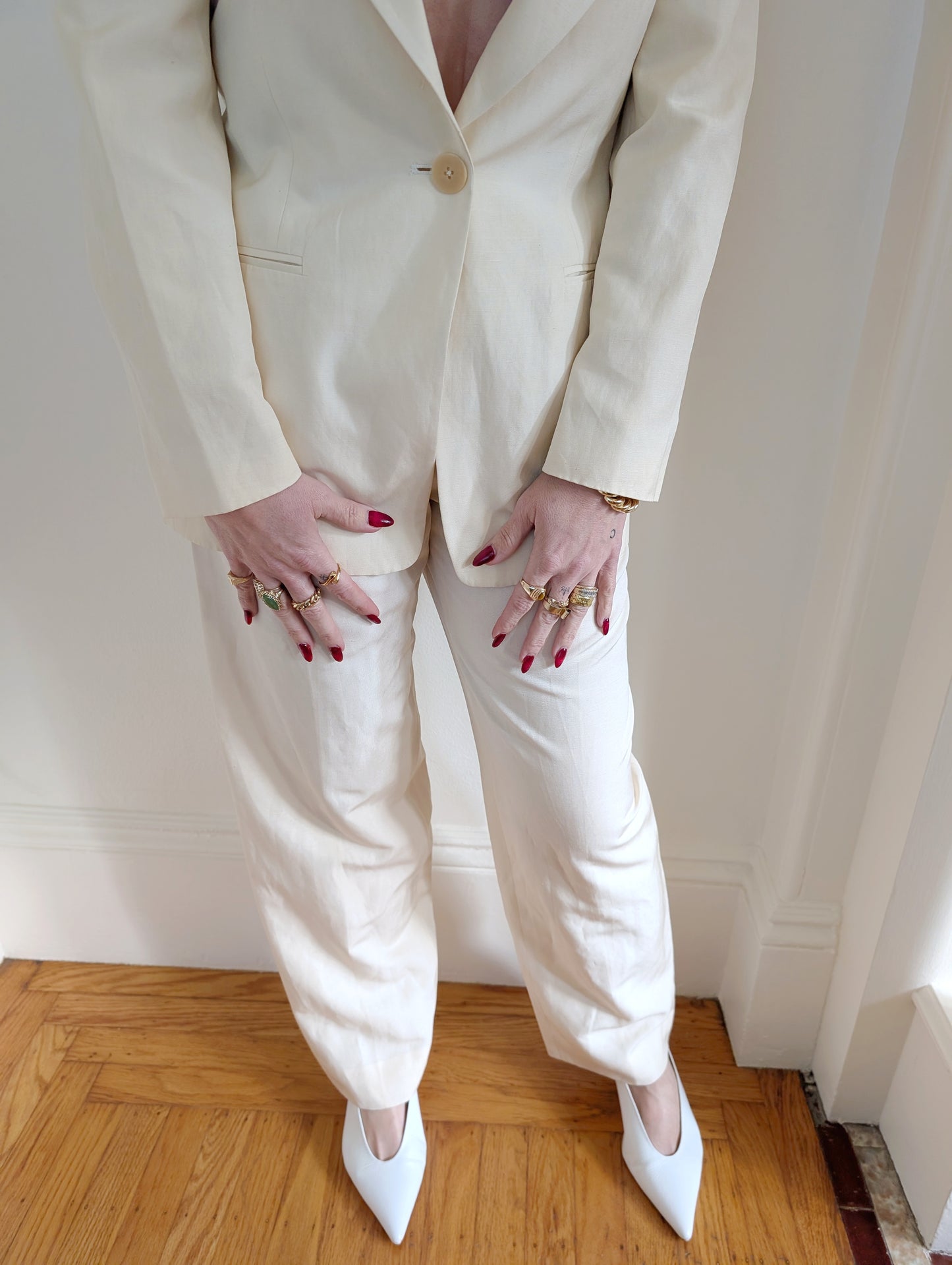 90s Cream Silk & Linen Suit