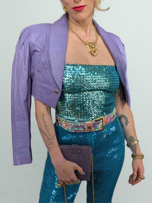 Sparkly Blue Sequin Tube Top