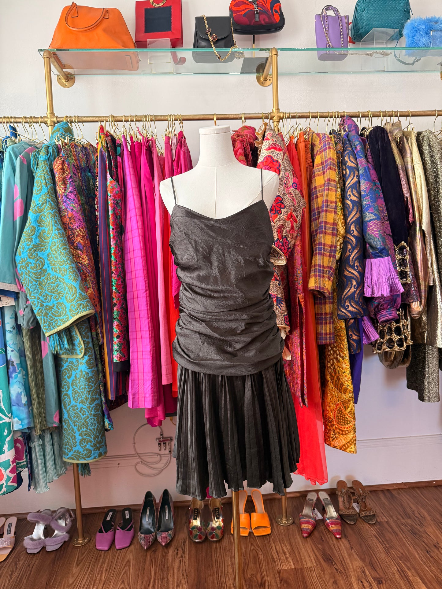 90s Black Ruched Dress