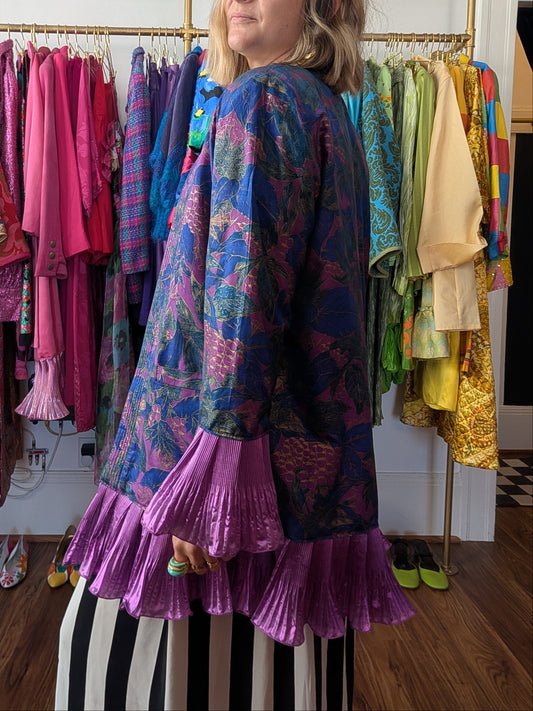Ruffled Silk Rework Duster Jacket