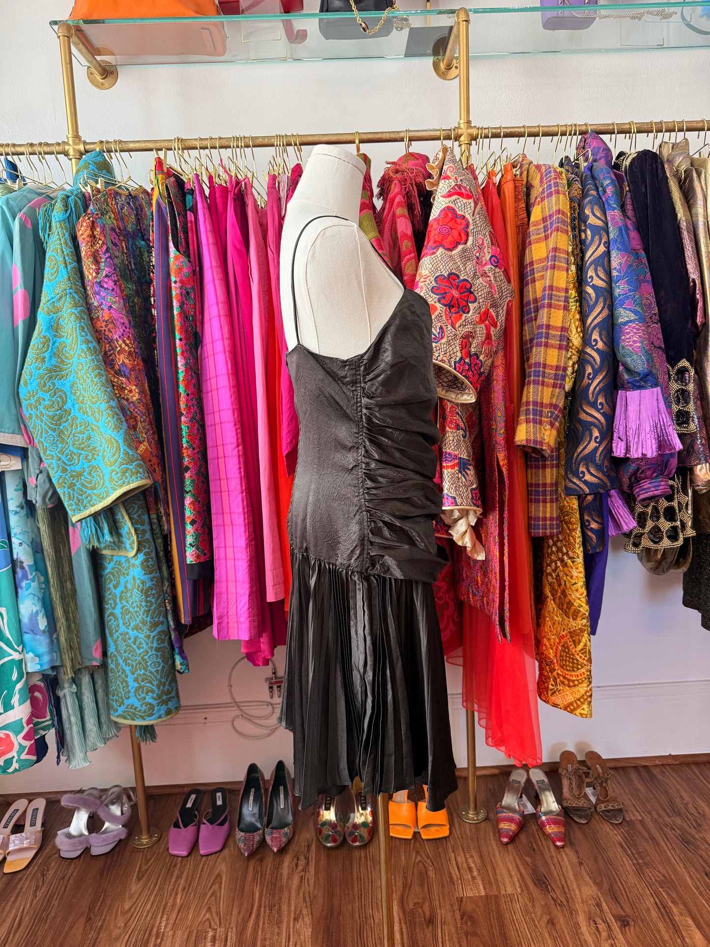 90s Black Ruched Dress