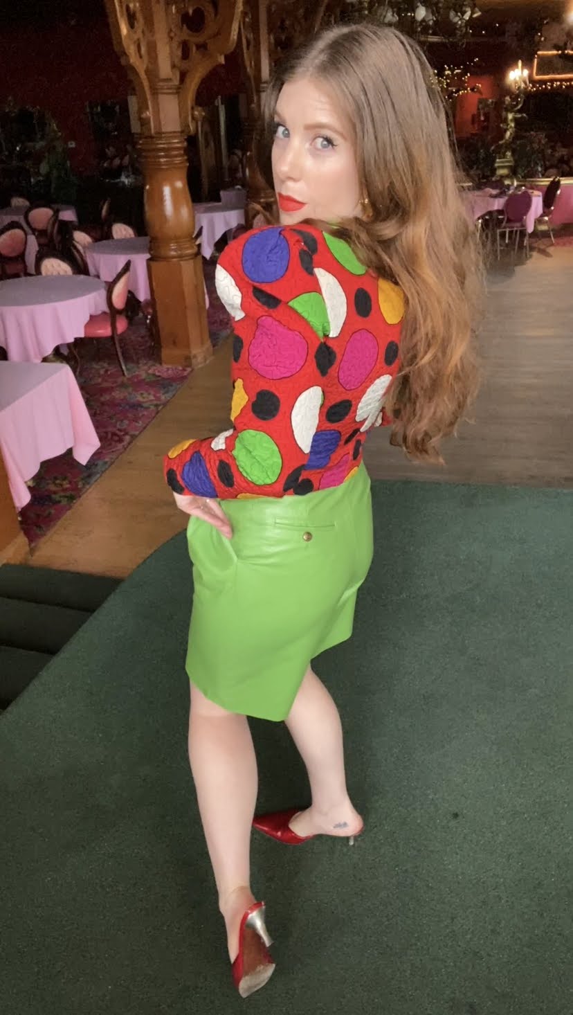 80s Apple Green Leather Shorts