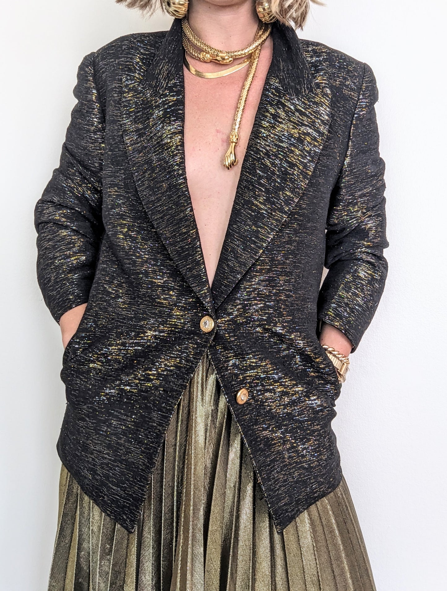 Silver + Gold Metallic Threaded Blazer