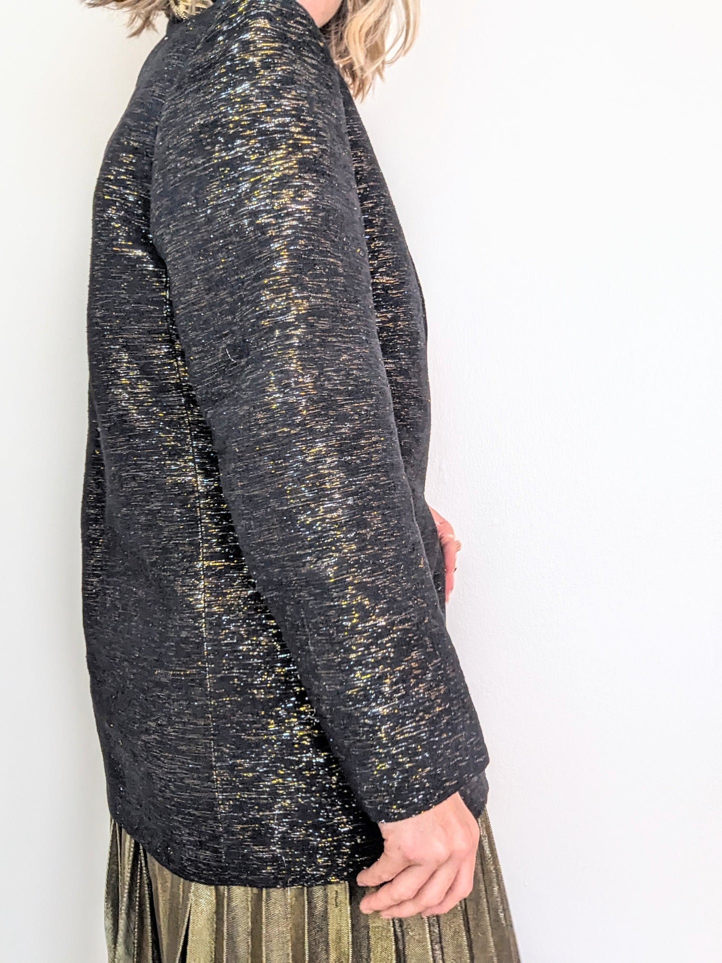 Silver + Gold Metallic Threaded Blazer