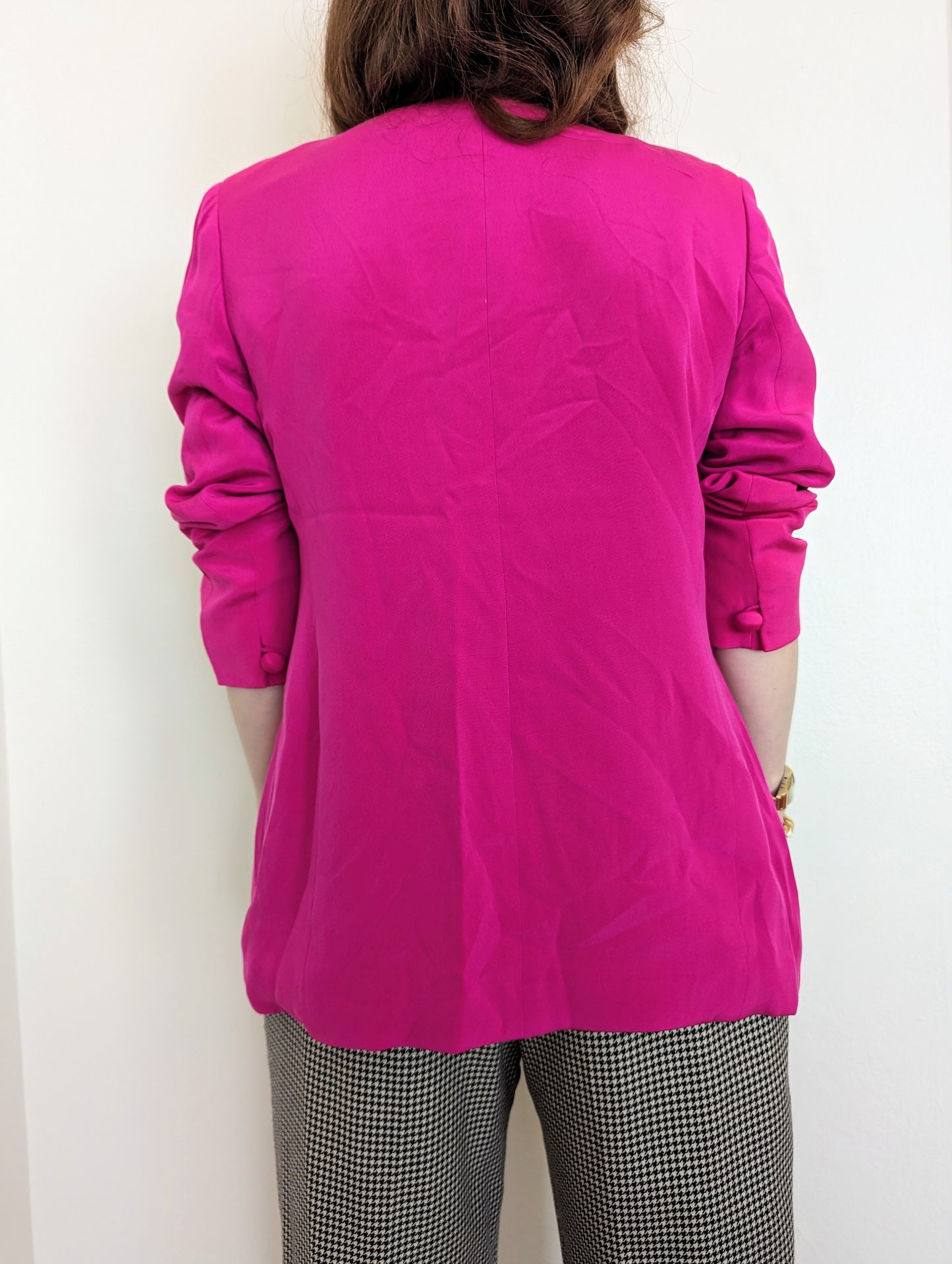 90s Hot Pink Silk Blazer