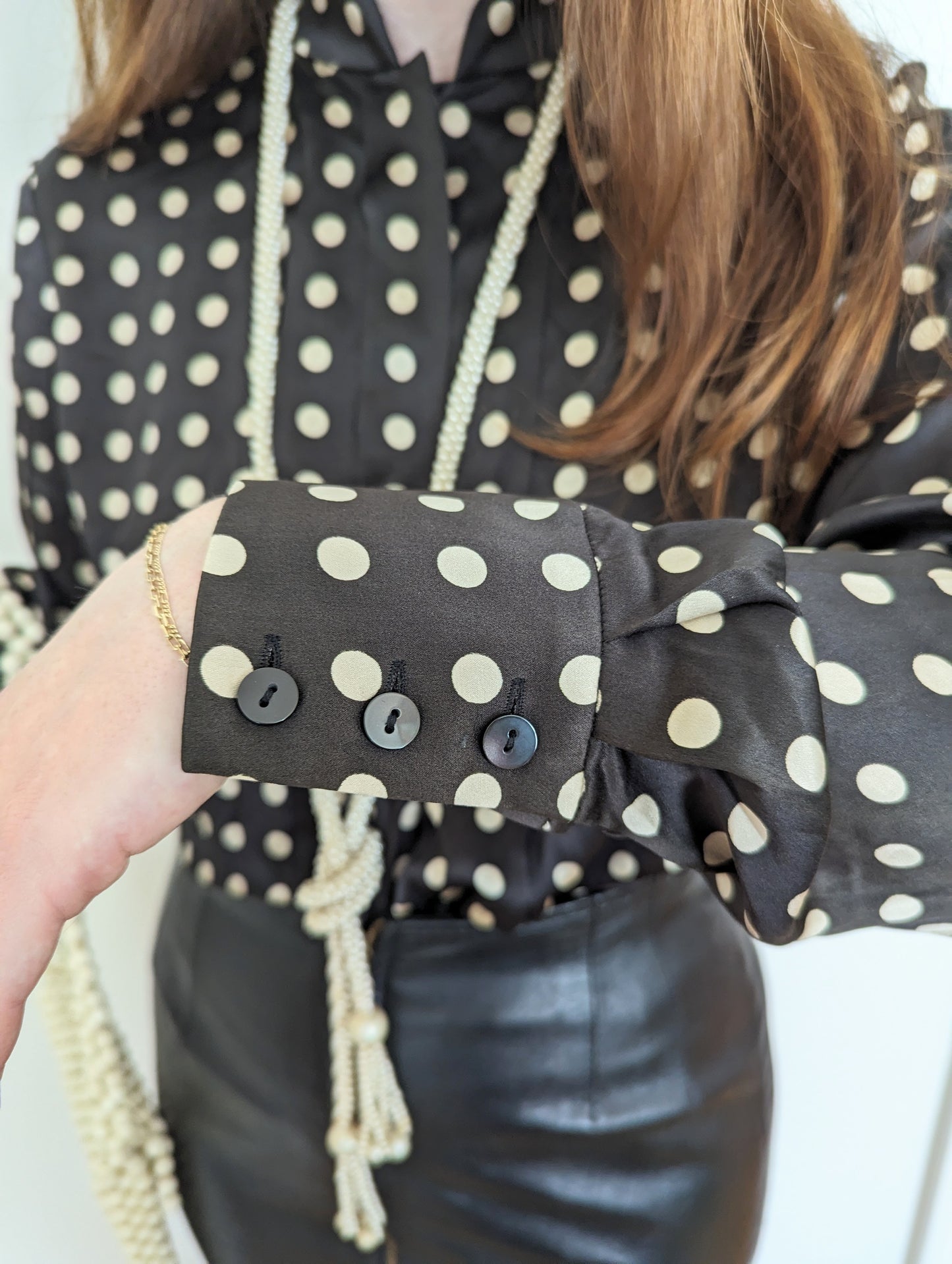 90s Polka-dotted Silk Blouse