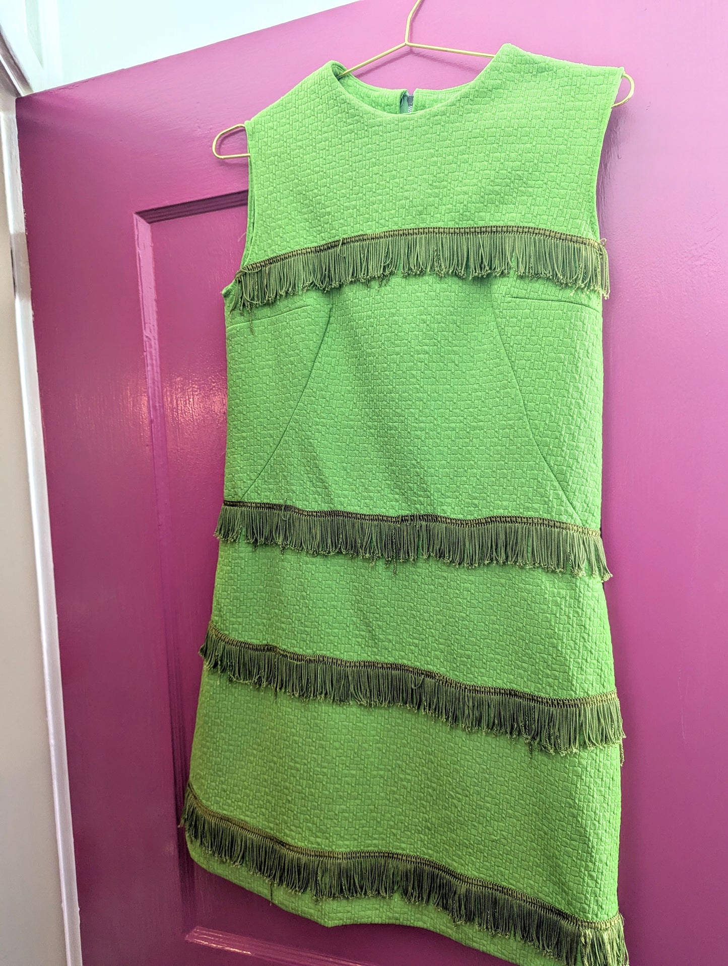 60s Lime Fringe Shift Dress