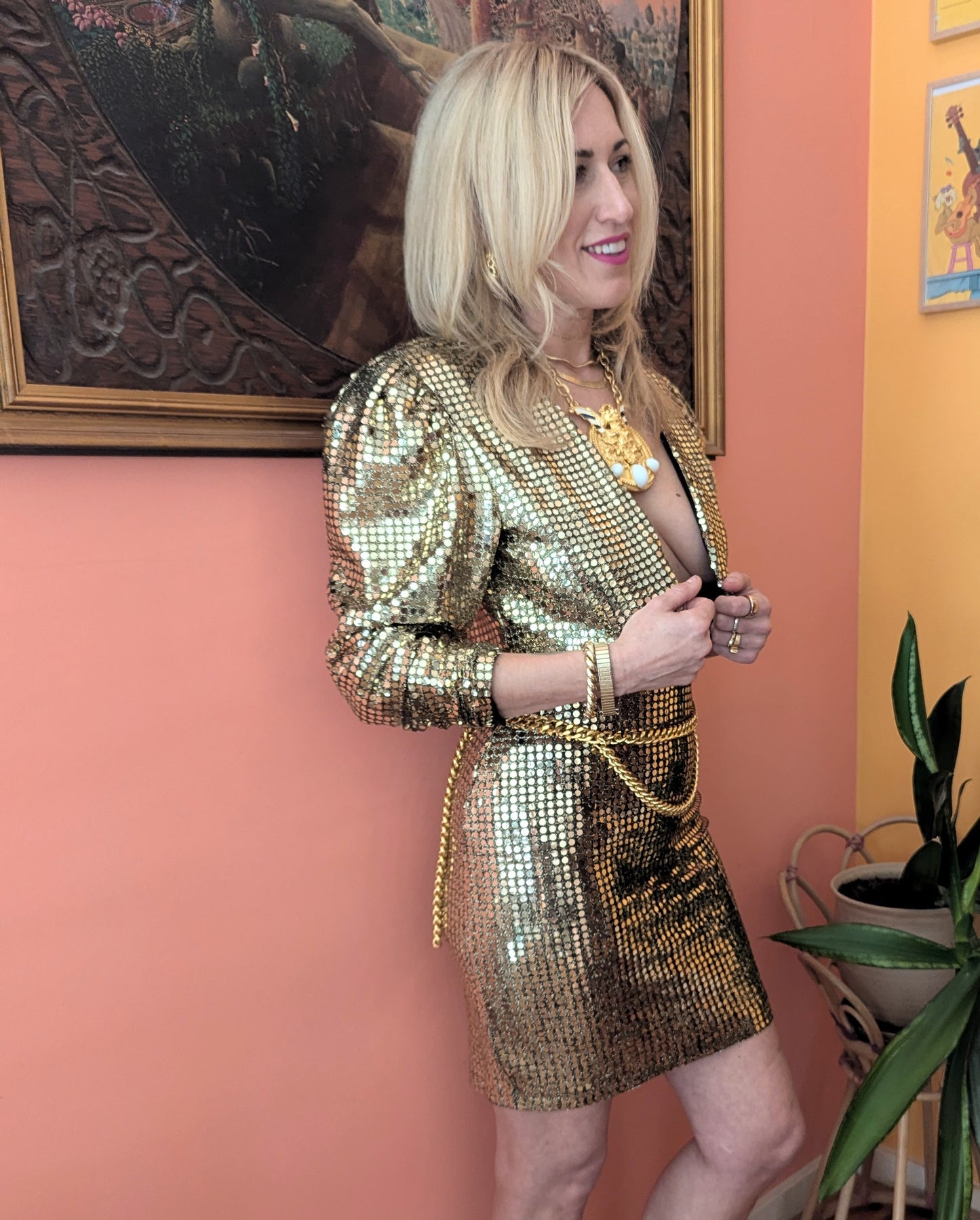 80s Gold Disco Bolero Cropped Jacket