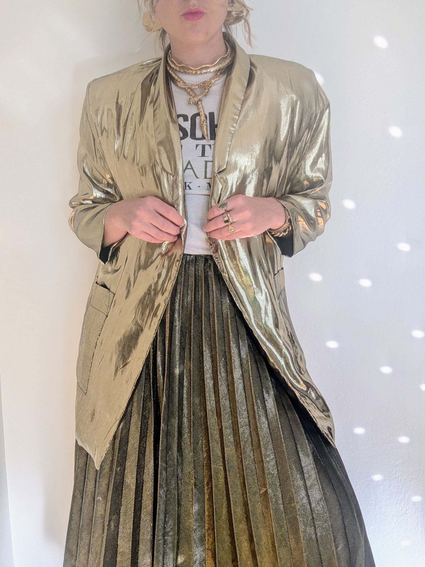 80s Gold Lamé Metallic Party Blazer